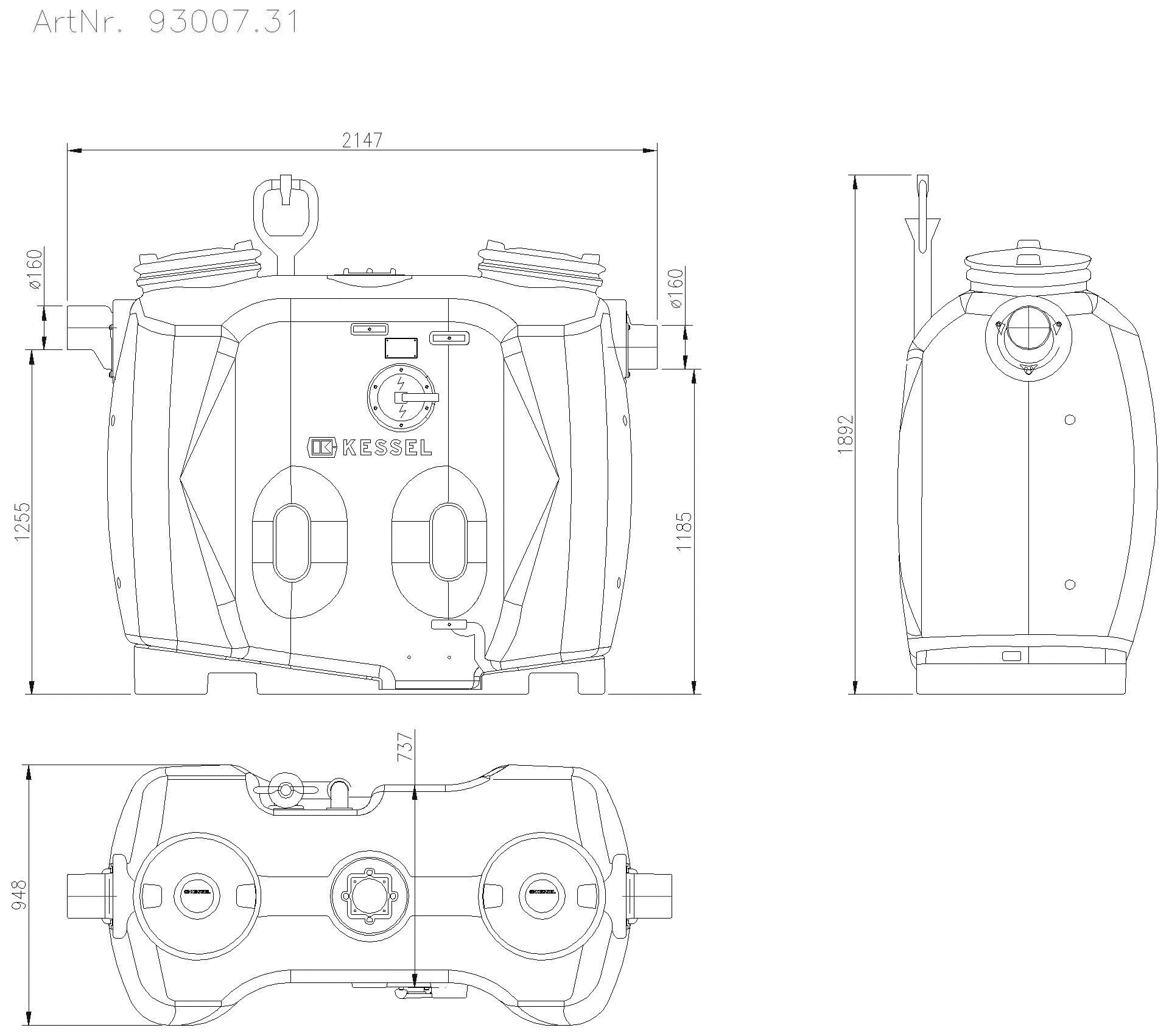 KESSEL-Fettabscheider EasyClean free NS 7, Standard, Fülleinr., Schauglas