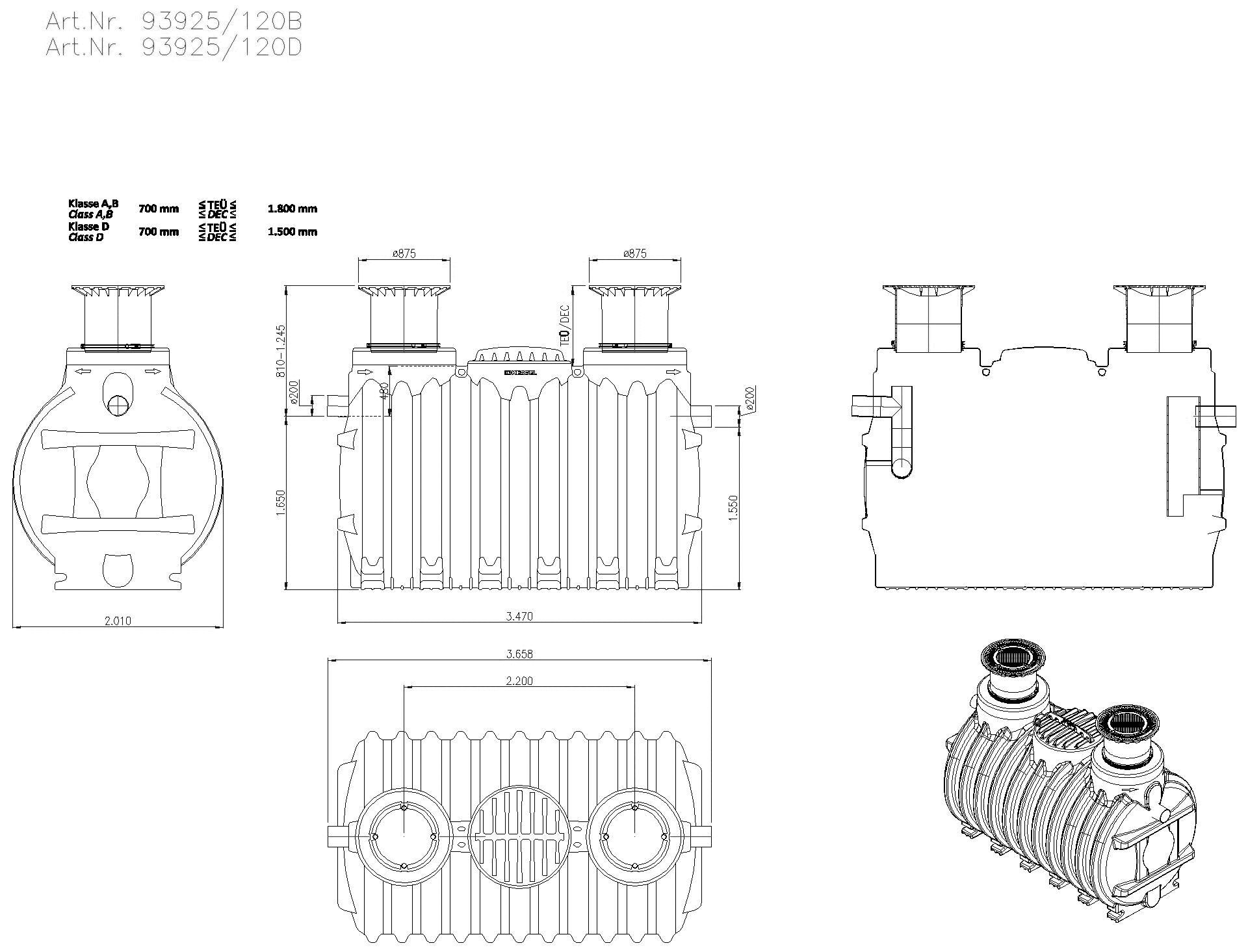 KESSEL-Fettabscheider EasyClean ground NS 25, Standard, 800-1235 mm, Klasse D