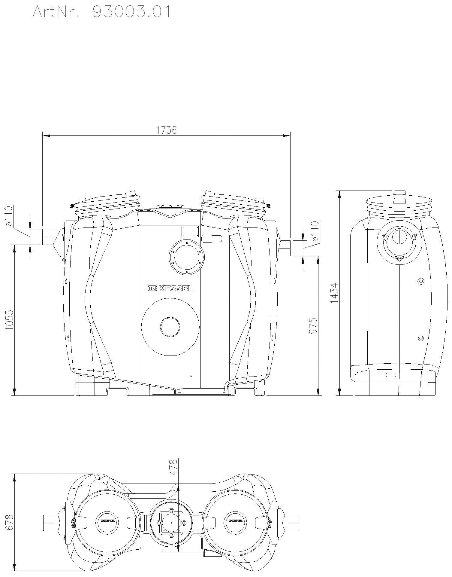 KESSEL Entwässerungstechnik - KESSEL-Fettabscheider EasyClean free NS 3, Standard