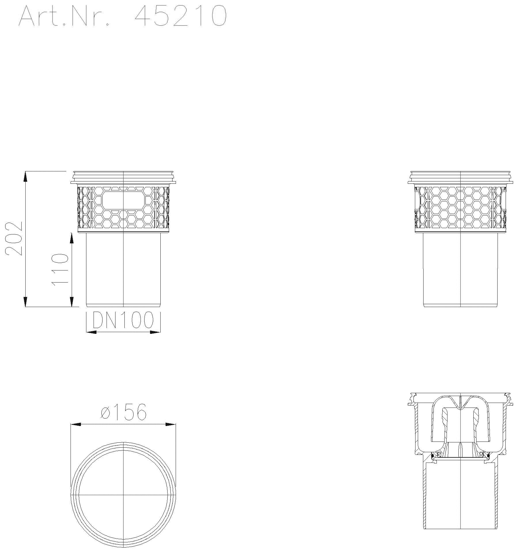 KESSEL-Grundkörper Practicus DN100 senkr. m. GV.