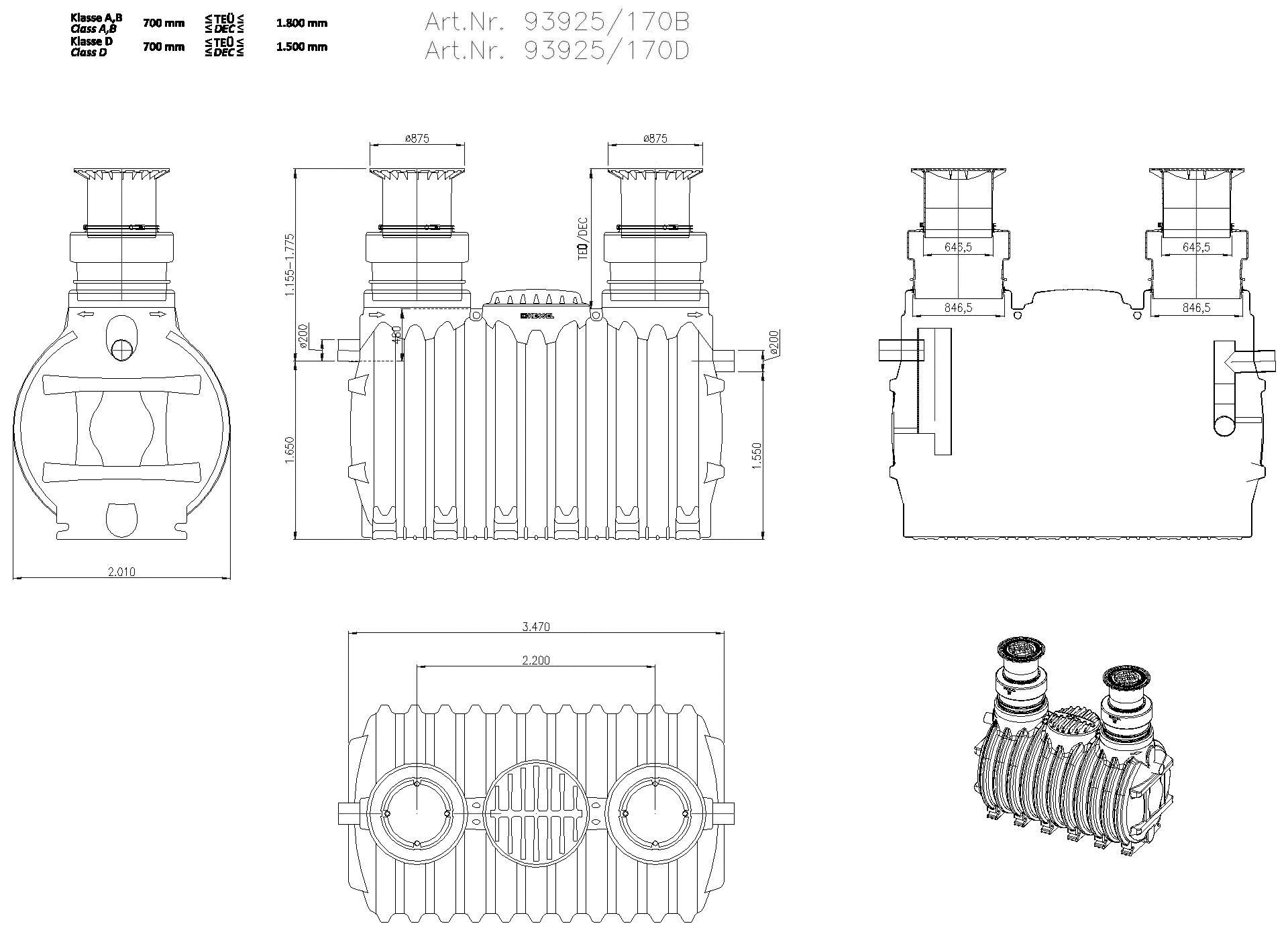 KESSEL-Fettabscheider EasyClean ground NS 25, Standard, 1155-1775 mm, Klasse D