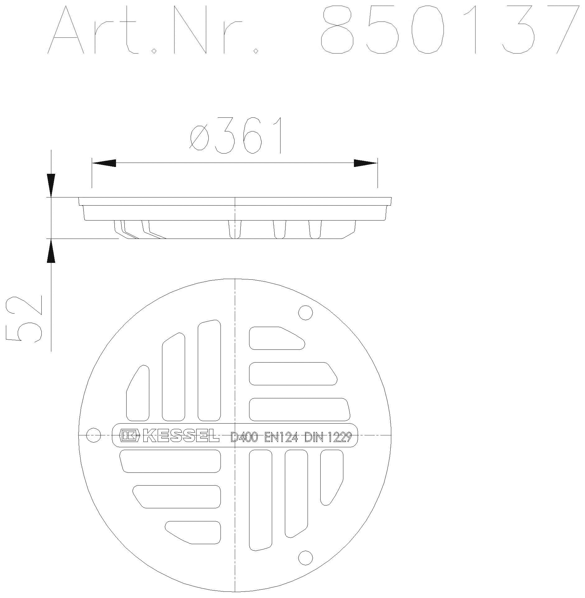 KESSEL-Einlegerost Schlitzrost rund, d: 395 mm, Grauguss