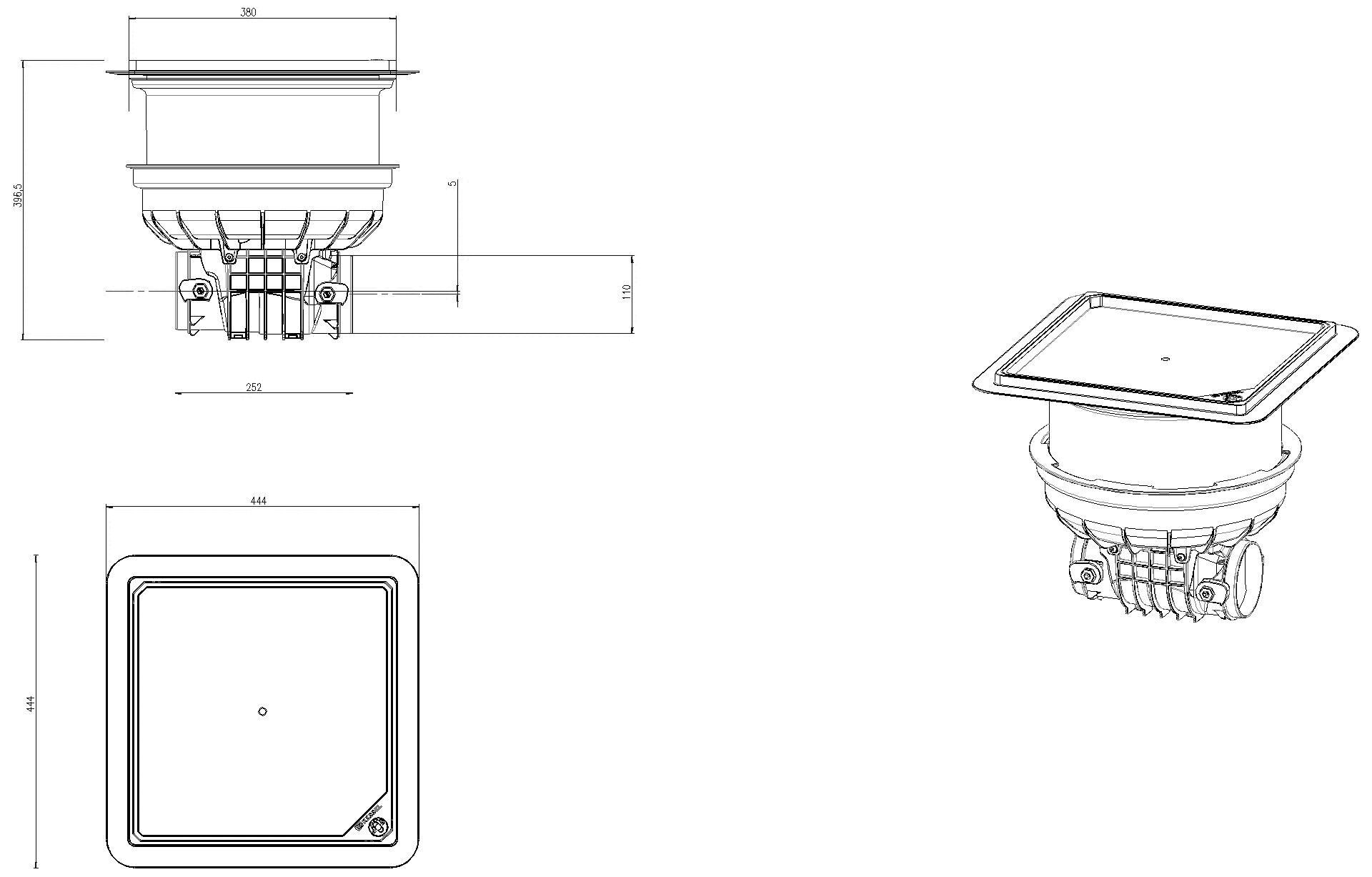 KESSEL Entwässerungstechnik - KESSEL-Grundkörper Staufix DN90-100, Typ 2, befliesbar, Bodenplatte