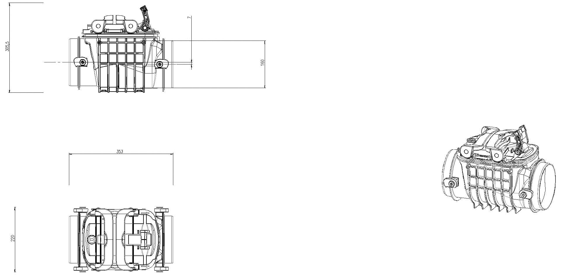 KESSEL-Grundkörper Staufix DN125-200, Typ 2, freiliegend