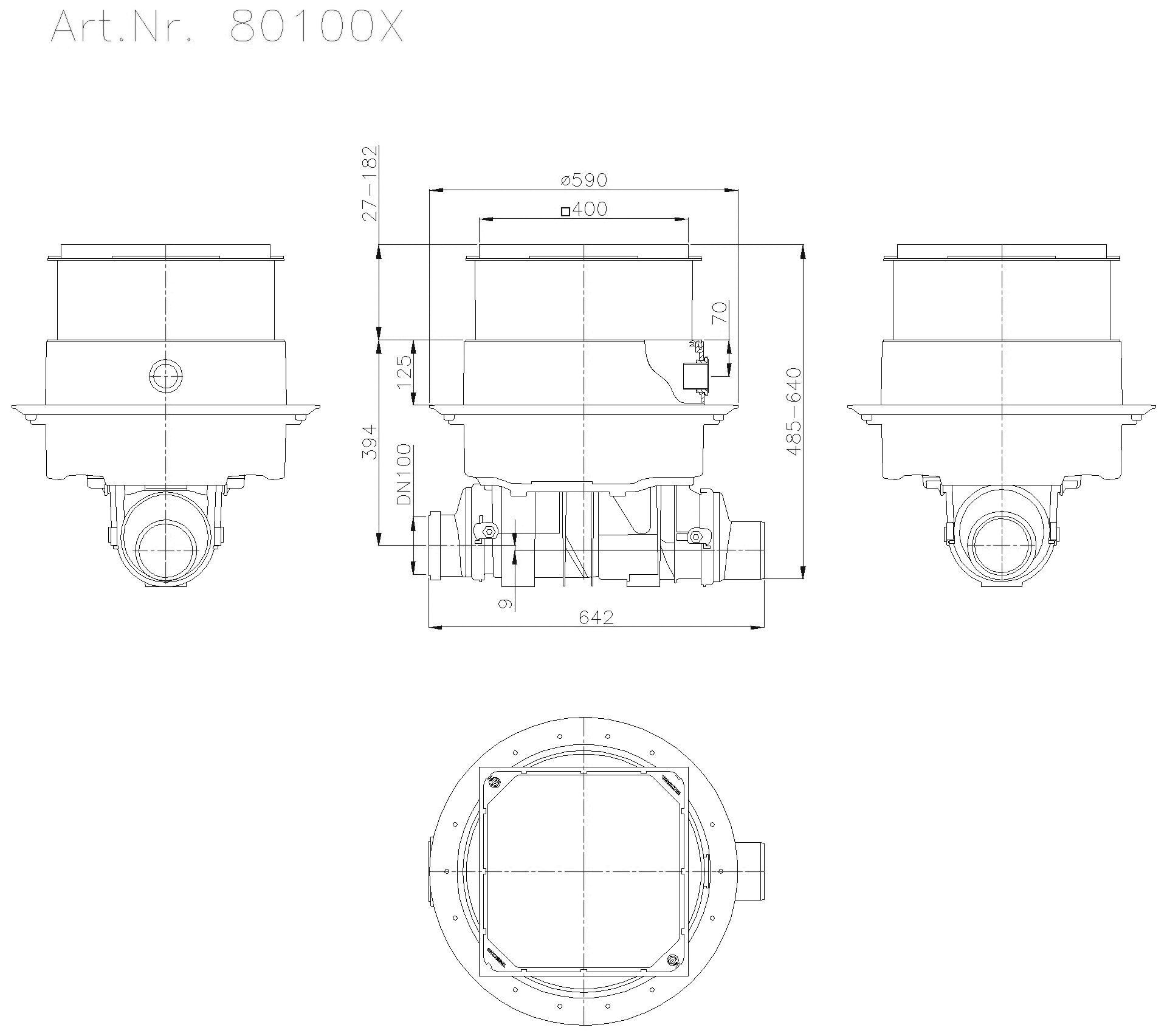 KESSEL-Reinigungsrohr Controlfix DN100, für Bodenplatte, befliesbar