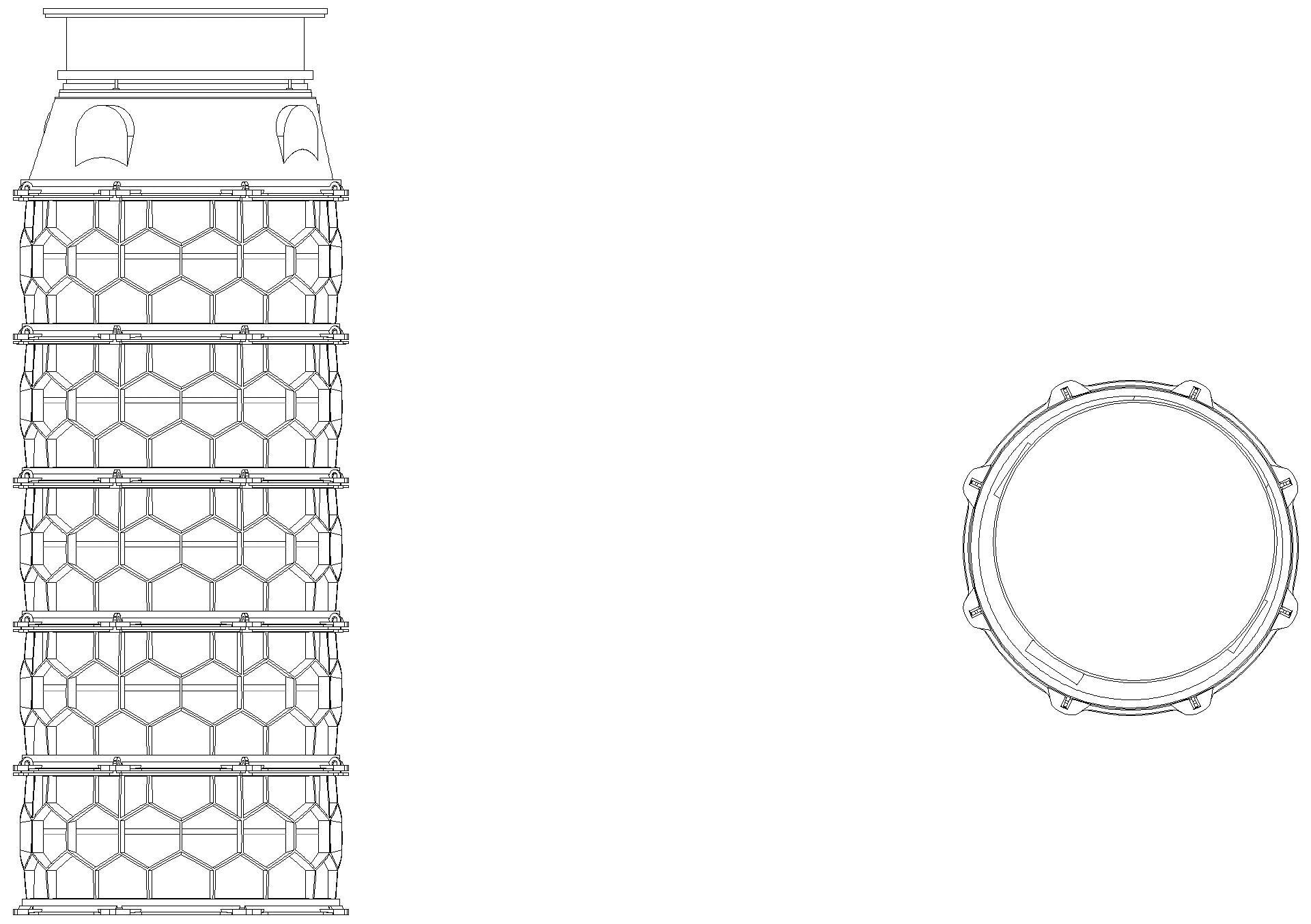 KESSEL-Schachtmodul, H:11 Zugang 800, Kl. K3, rund, ET 2875-3124mm
