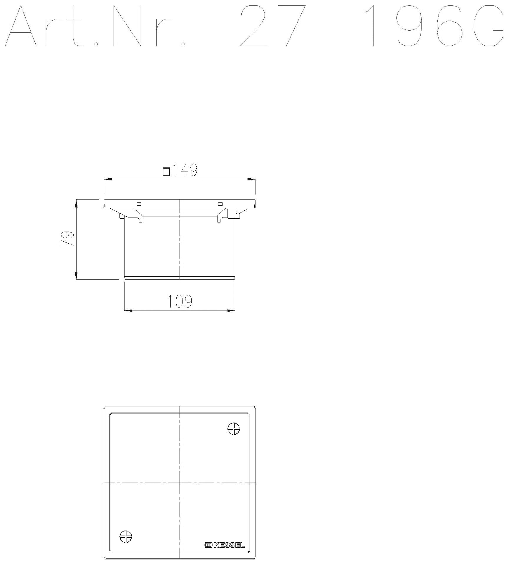 KESSEL-Aufsatzstück System 100 geschl. Abdeckpl., 150x150, Rahmen V2A