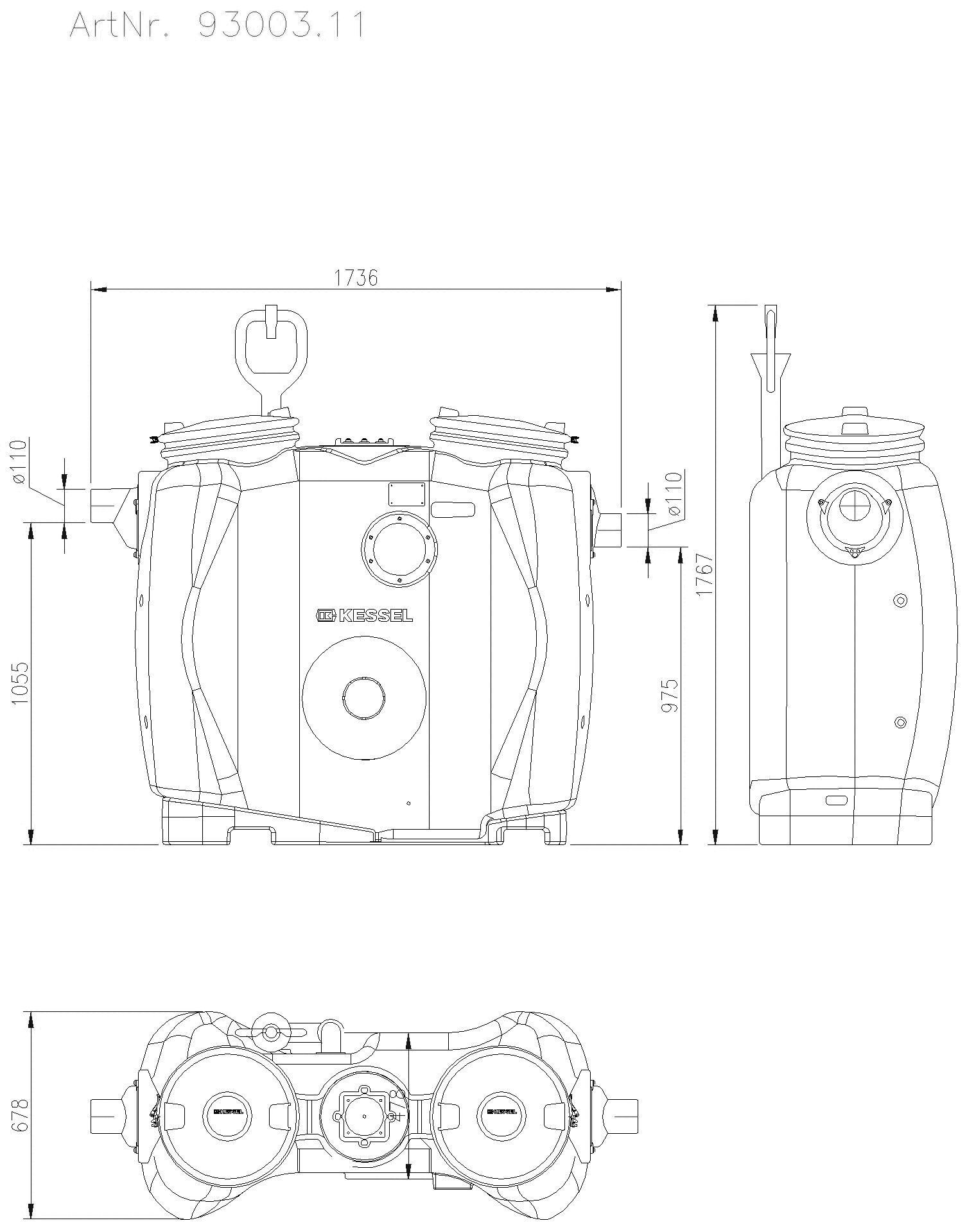 KESSEL Entwässerungstechnik - KESSEL-Fettabscheider EasyClean free NS 3, Standard, Fülleinrichtung