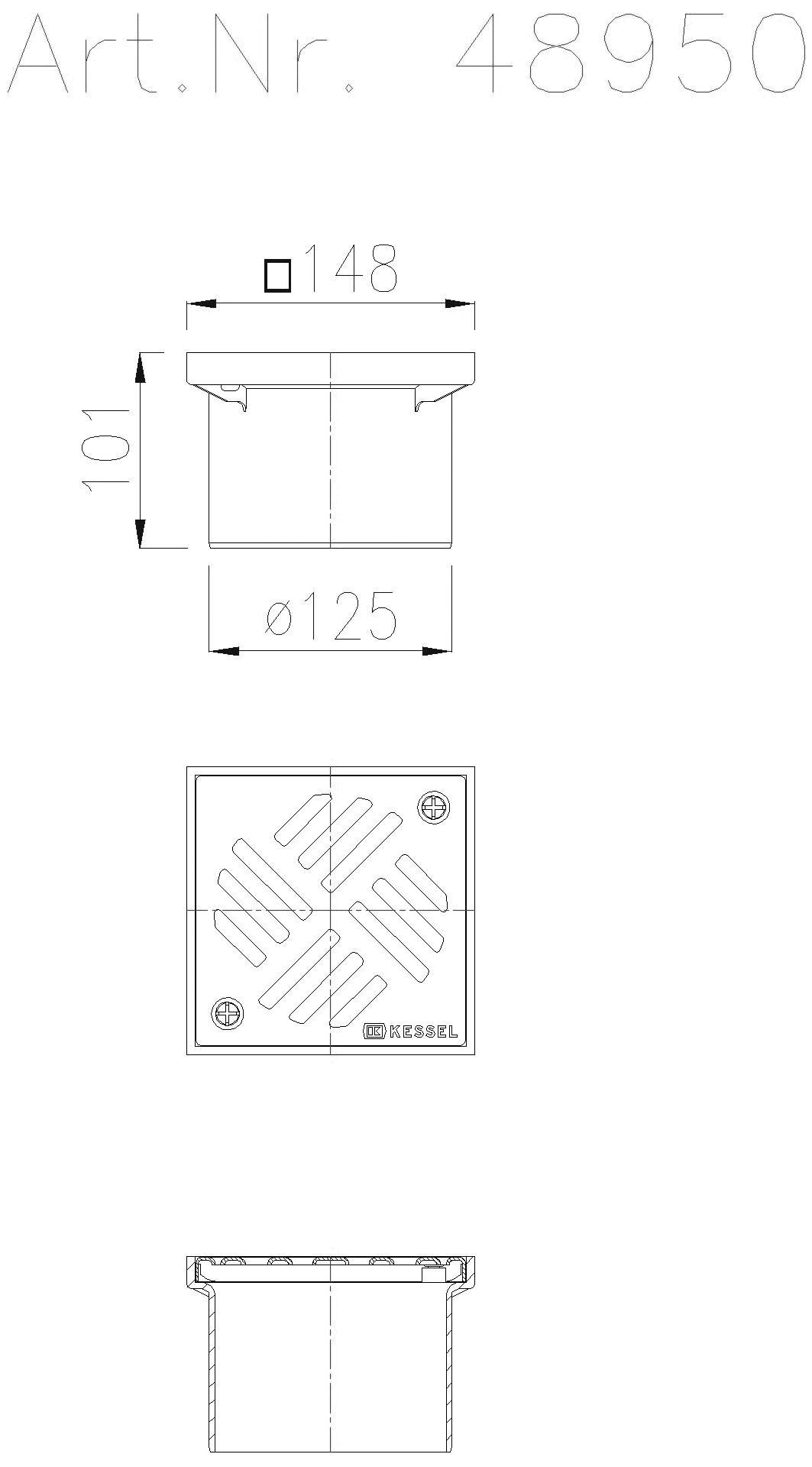 KESSEL-Aufsatzstück 150x150 aus Kunststoff