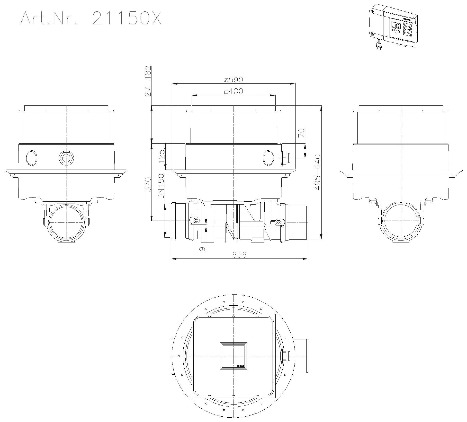 KESSEL-Rückstauhebeanlage Ecolift DN 150, Bodenplatte, befliesbar