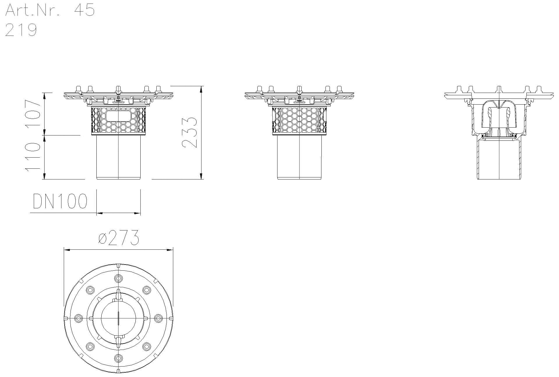 KESSEL-Grundkörper Practicus DN100 senkr., Pressfl.