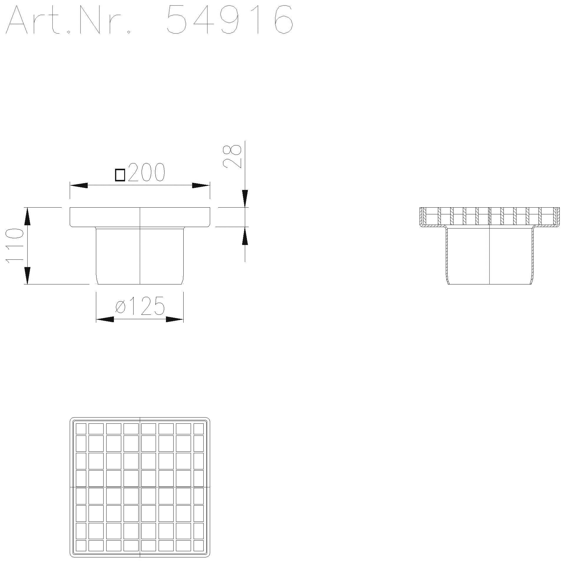 KESSEL-Aufsatzstück Ferrofix Sys 125, Gitterrost, 200 x 200 mm