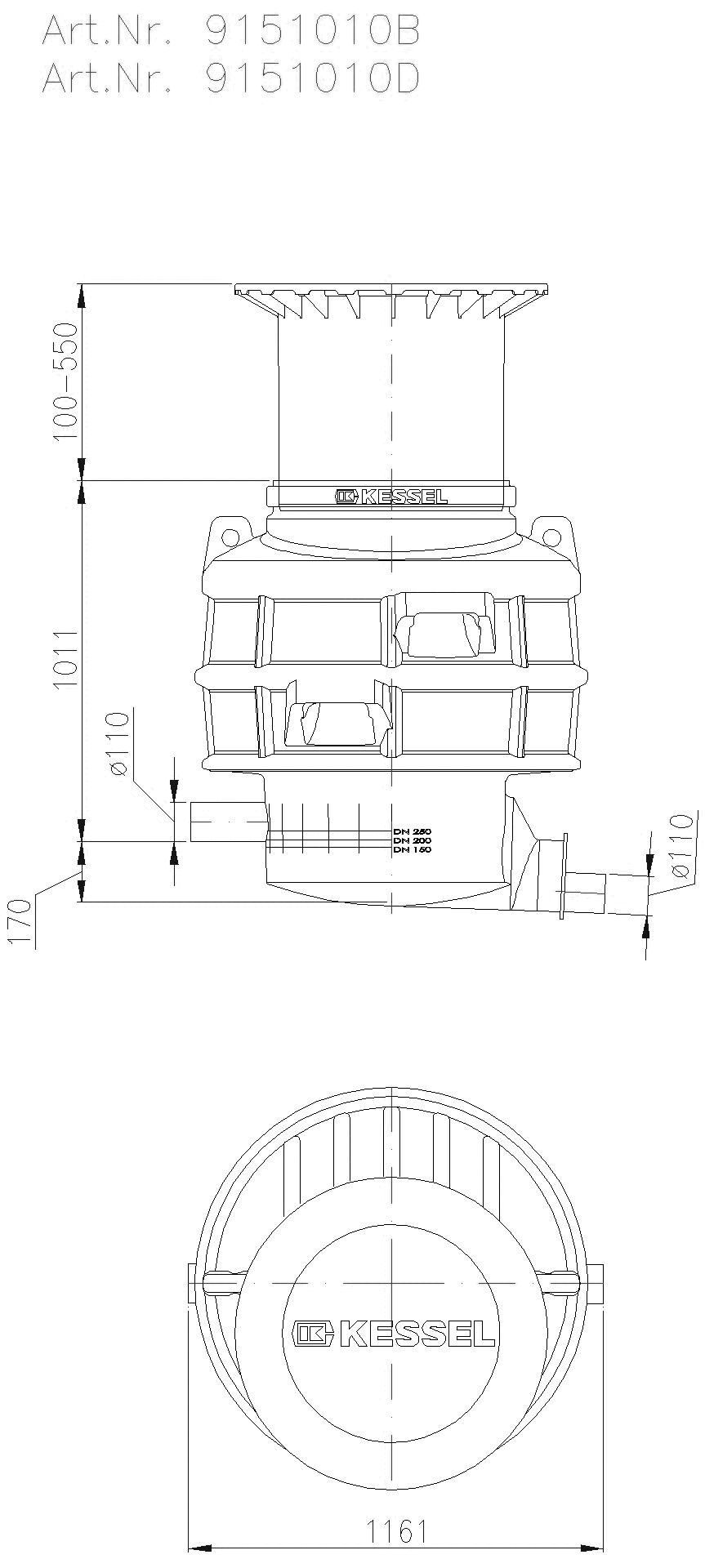 KESSEL-Probenahmeschacht LW 1000, DN 100, Klasse D