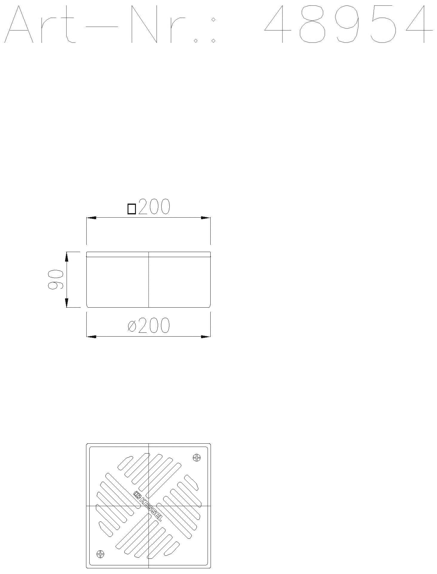 KESSEL-Aufsatzstück 200x200 aus Kunststoff/edst.