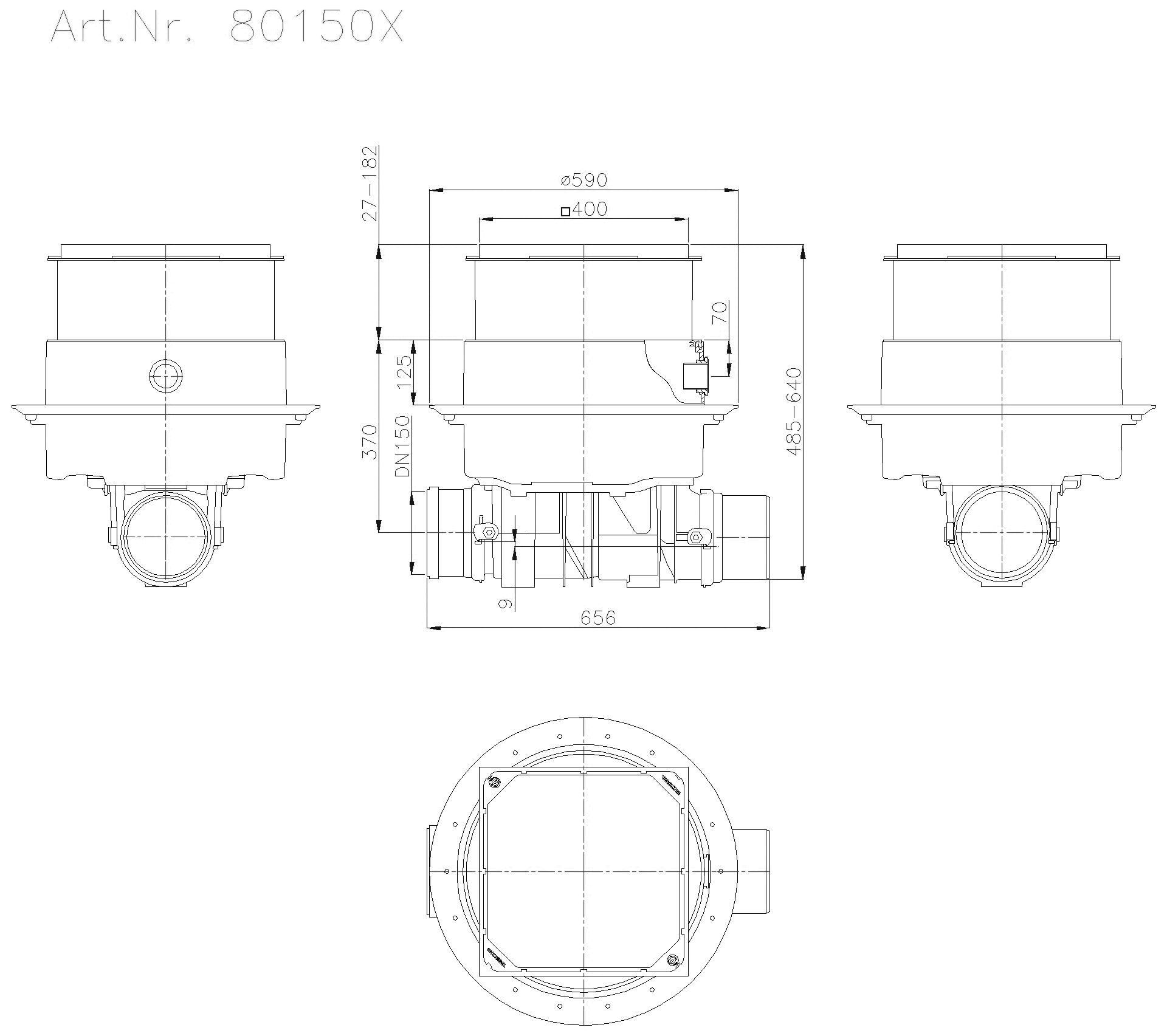 KESSEL-Reinigungsrohr Controlfix DN150, für Bodenplatte, befliesbar