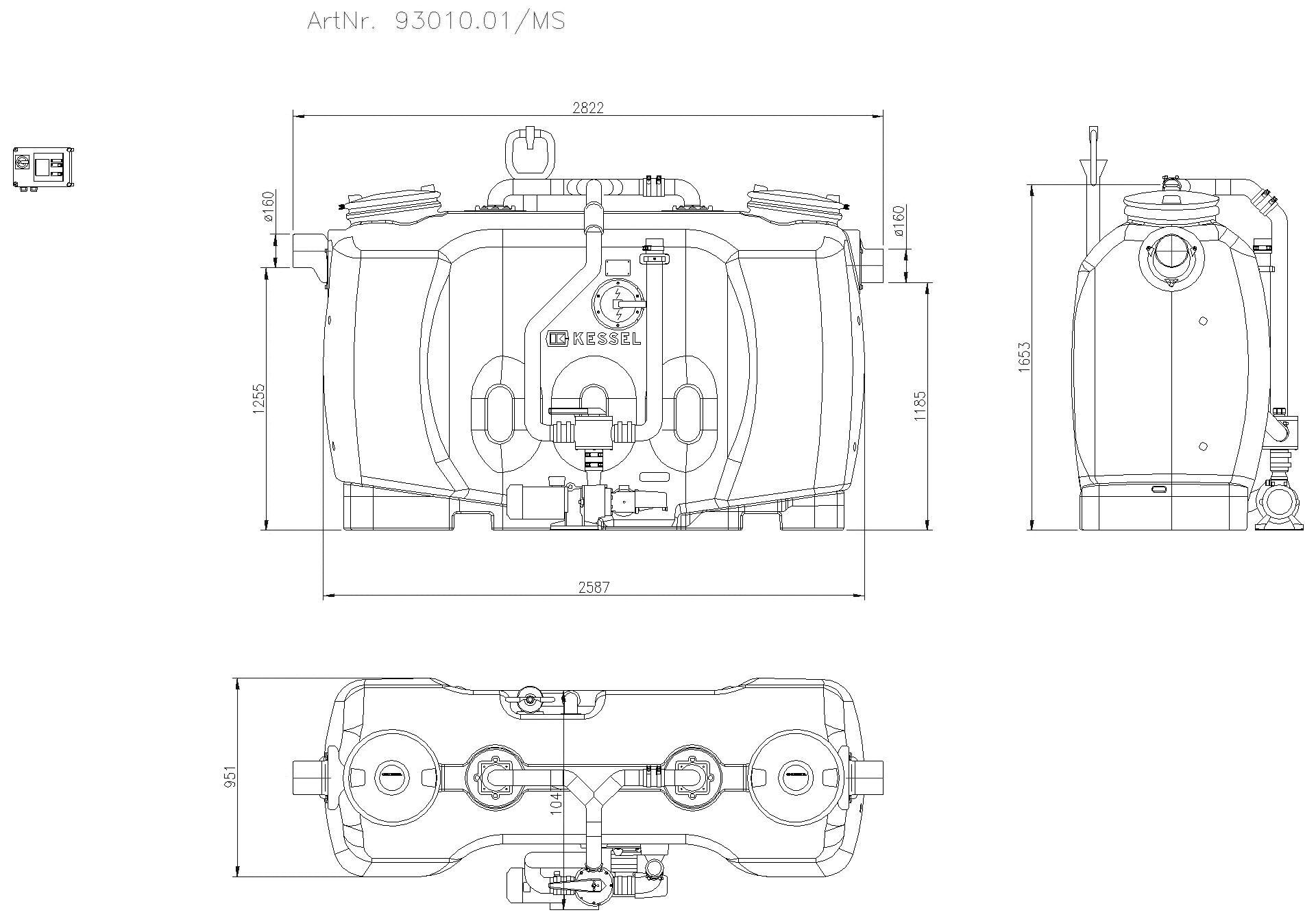 KESSEL Entwässerungstechnik - KESSEL-Fettabscheider EasyClean free NS 10, Mix & Pump, SonicControl