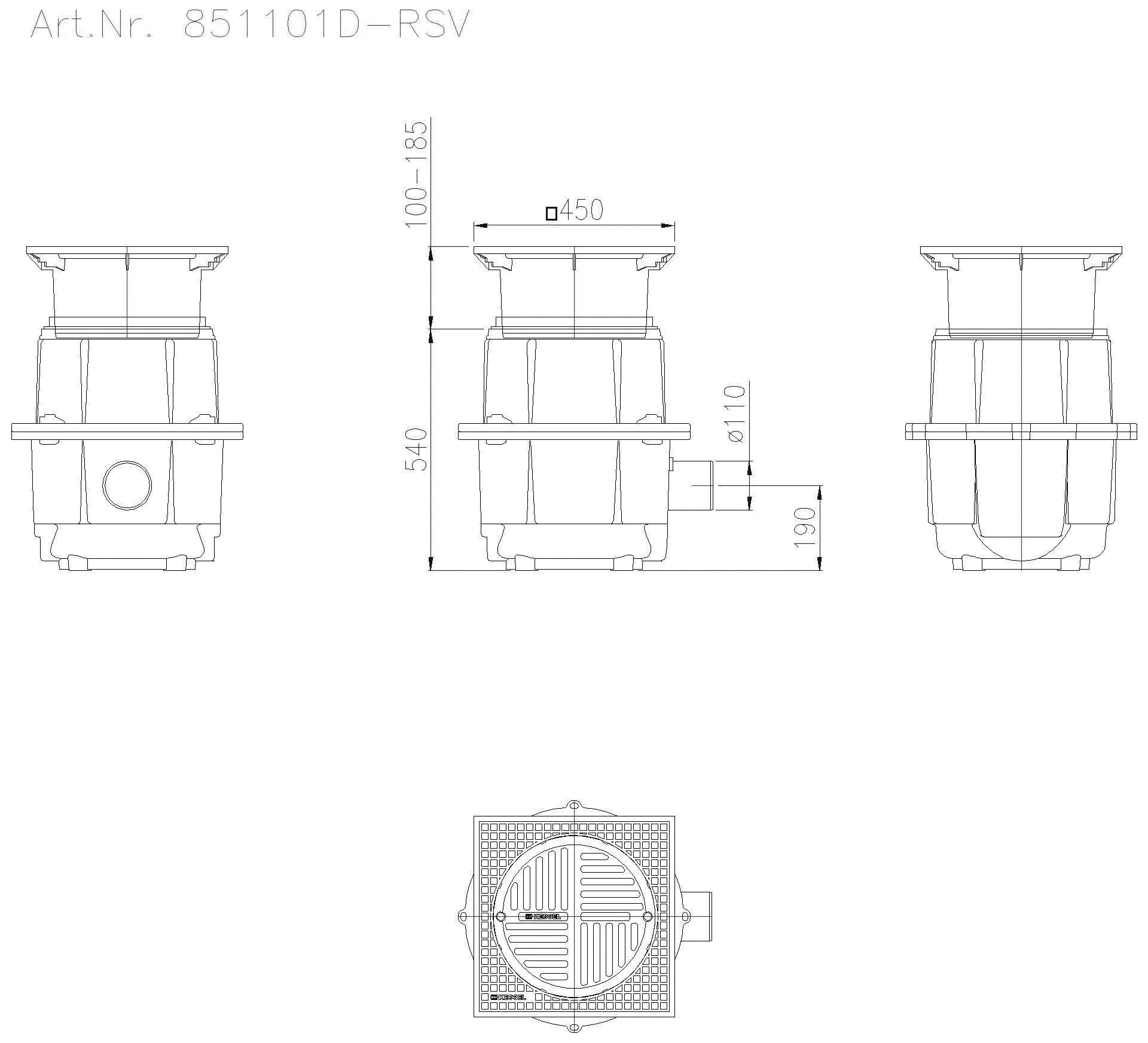 KESSEL-Hofablauf 450x450mm, Klasse D
