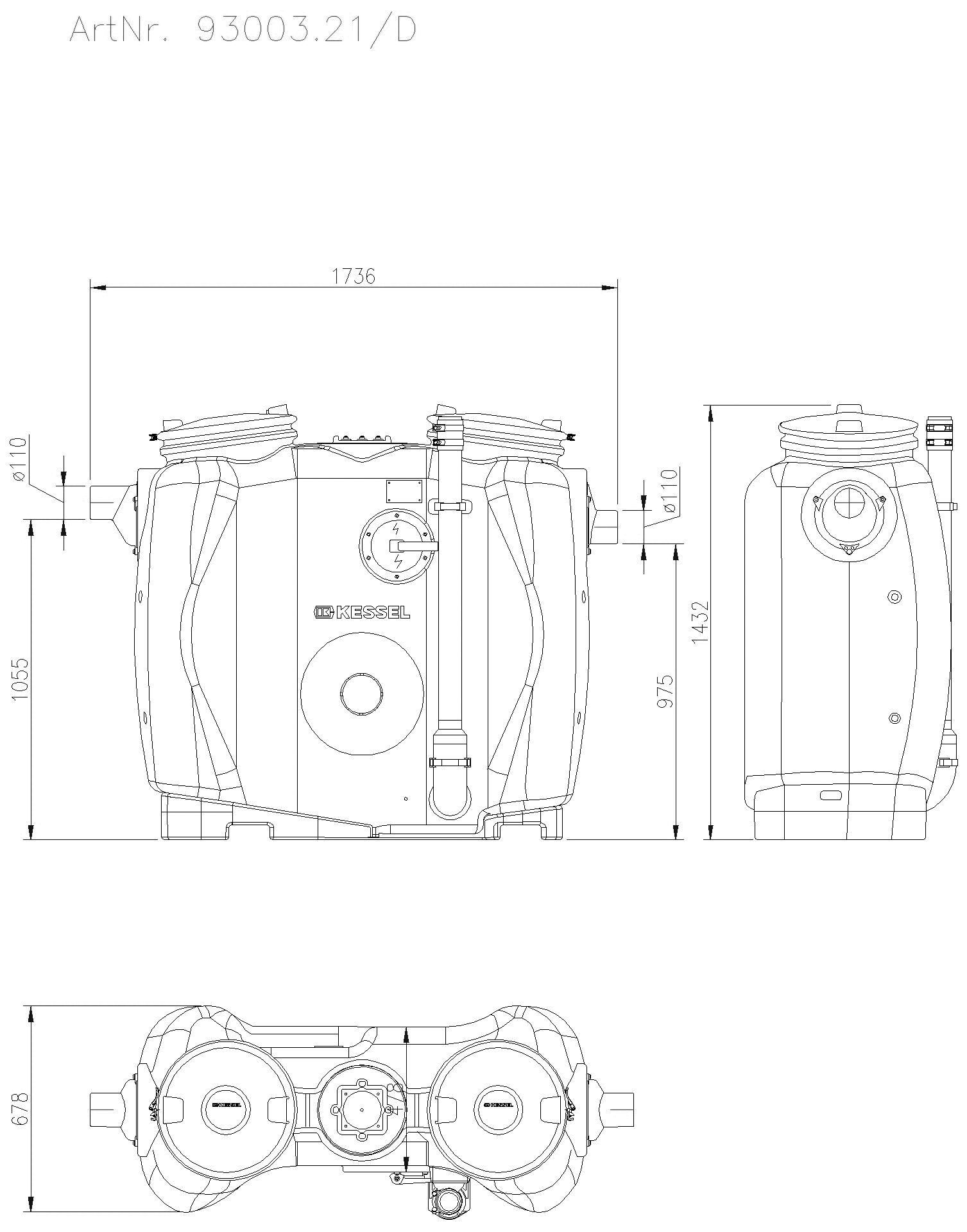 KESSEL Entwässerungstechnik - KESSEL-Fettabscheider EasyClean free NS 3, Direct, Schauglas