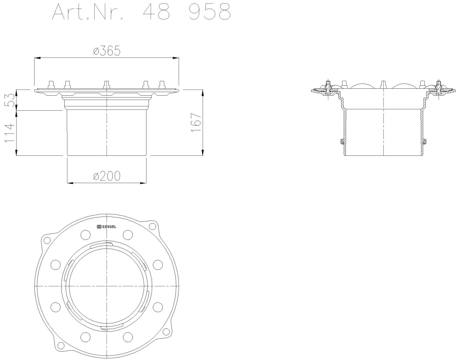 KESSEL-Zwischenstück aus GG, grundiert, Preßdichtungsfl.