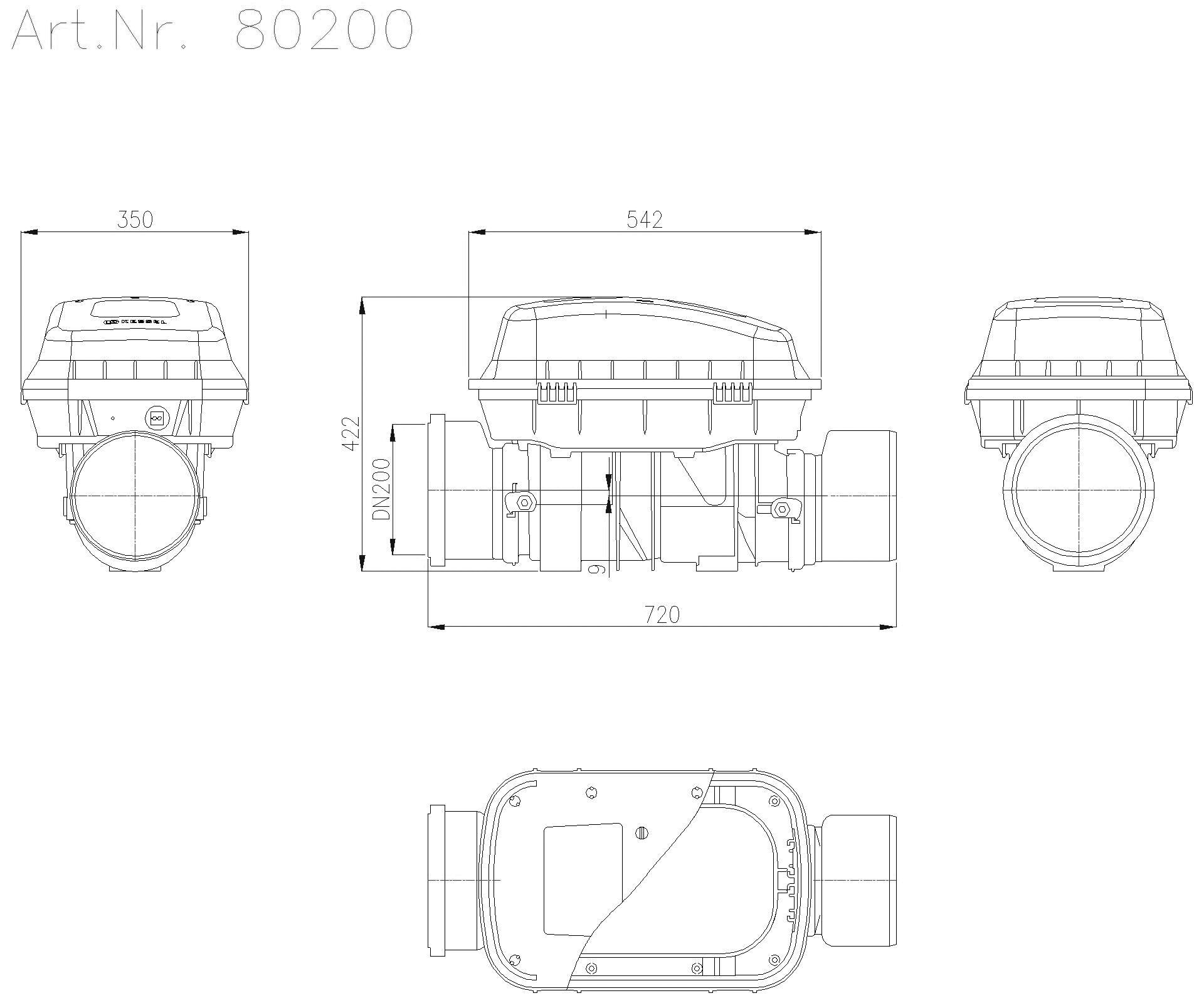 KESSEL-Reinigungsrohr Controlfix DN 200, freiliegende Abwasserleitung