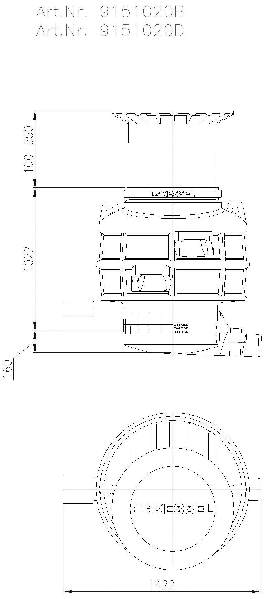 KESSEL-Probenahmeschacht LW 1000, DN200, Klasse B
