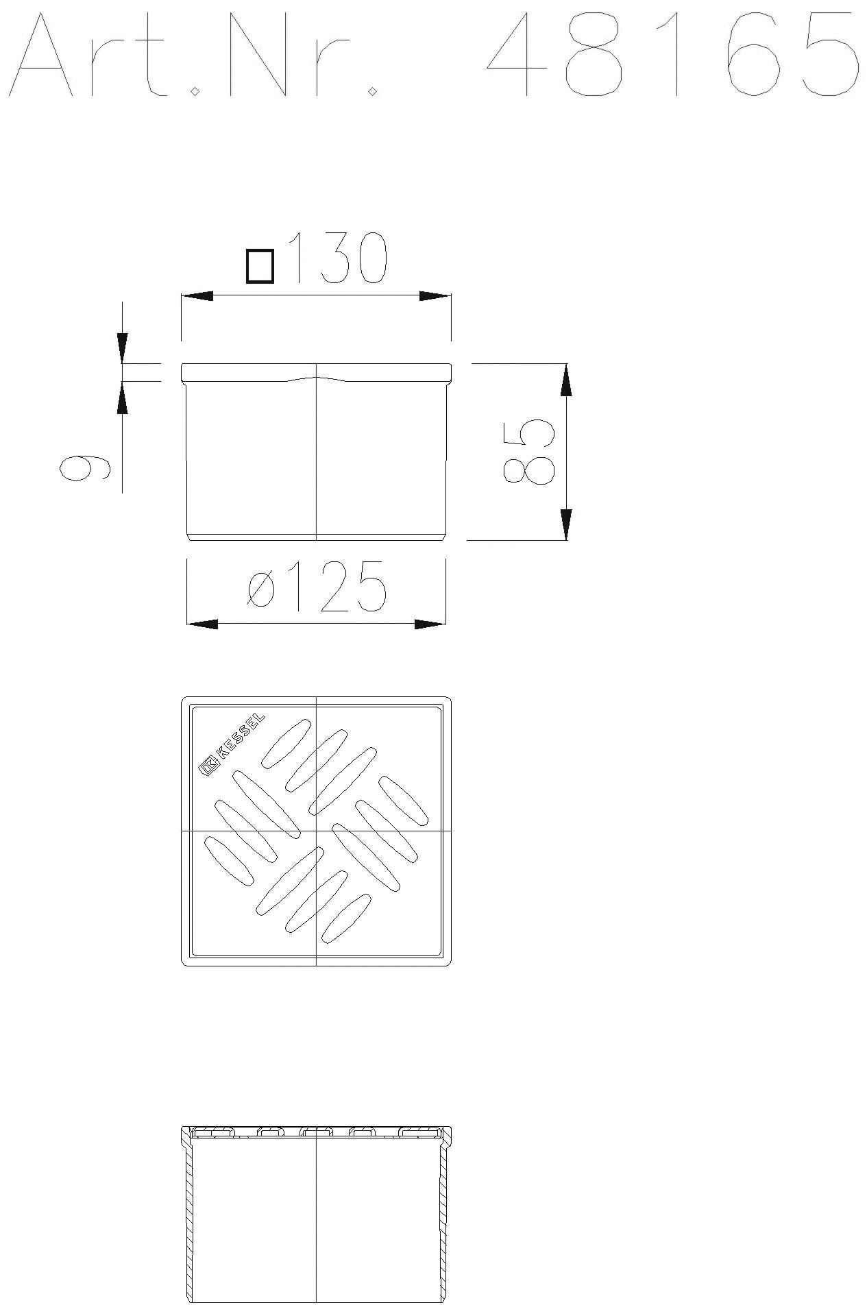 KESSEL-Aufsatzstück Schlitzrost V2A, 120x120, K3
