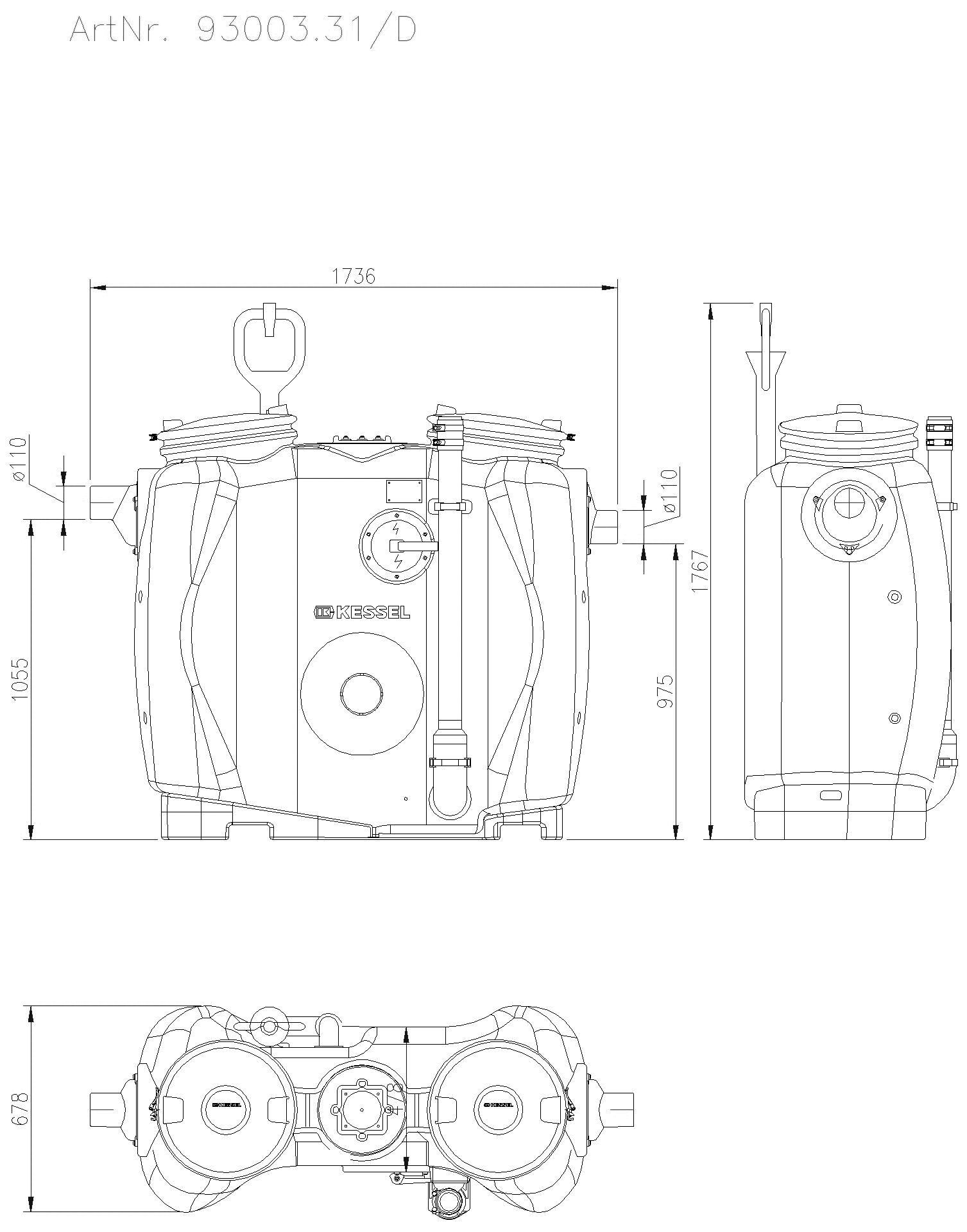 KESSEL Entwässerungstechnik - KESSEL-Fettabscheider EasyClean free NS 3, Direct, Fülleinr., Schauglas, SC