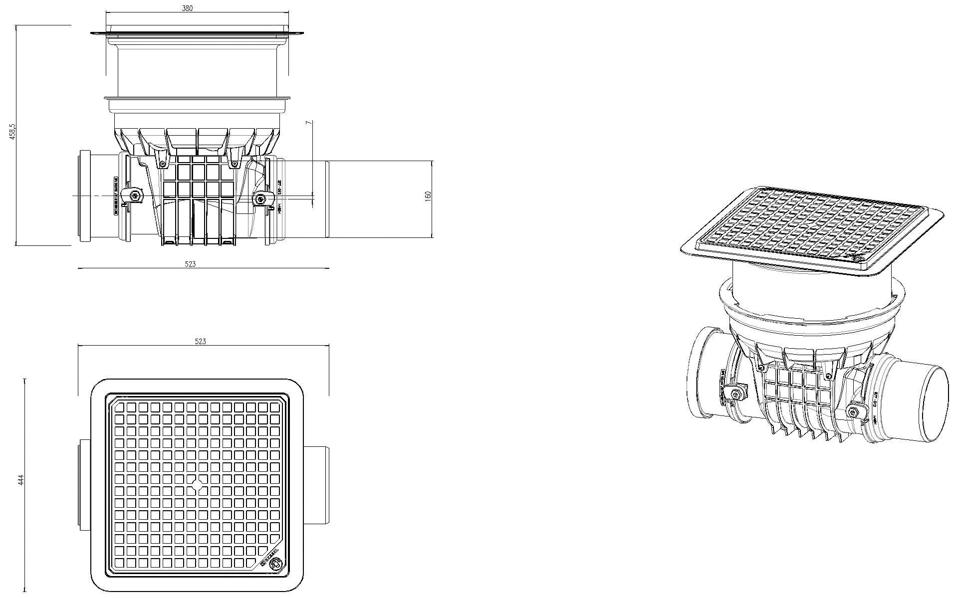 KESSEL Entwässerungstechnik - KESSEL-Rückstaudoppelverschluss Staufix Control, DN150, schwarz, Bodenpl., RSK