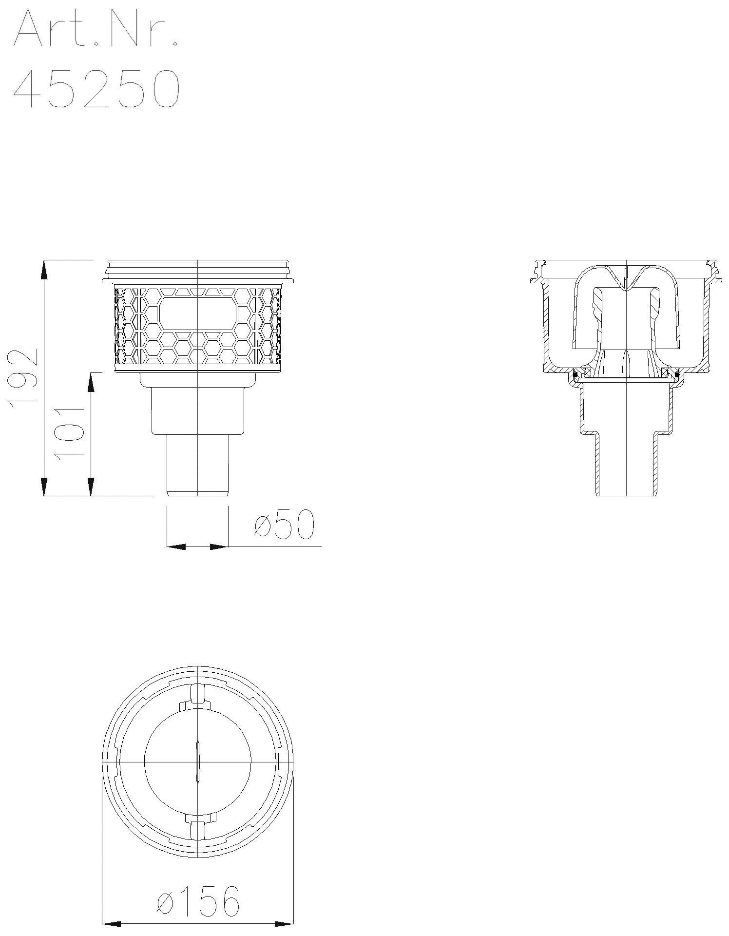 KESSEL-Grundkörper Practicus DN50 senkr. m. GV