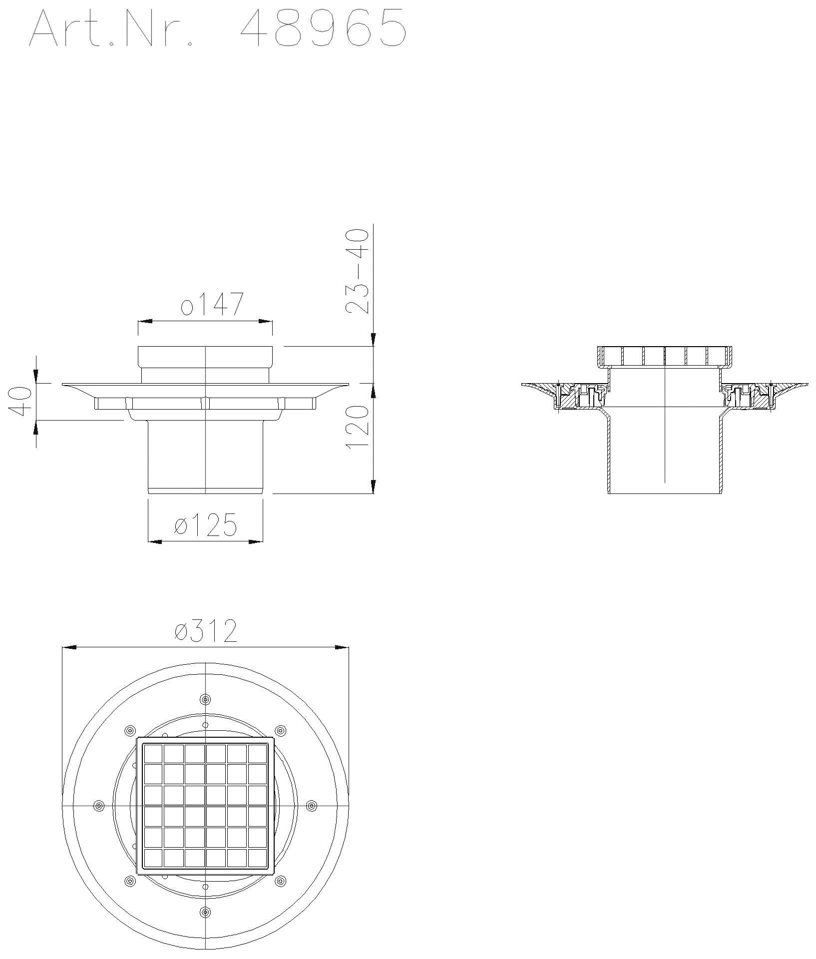 KESSEL-Aufsatzstück Variofix Gitterrost, V2A, L 15