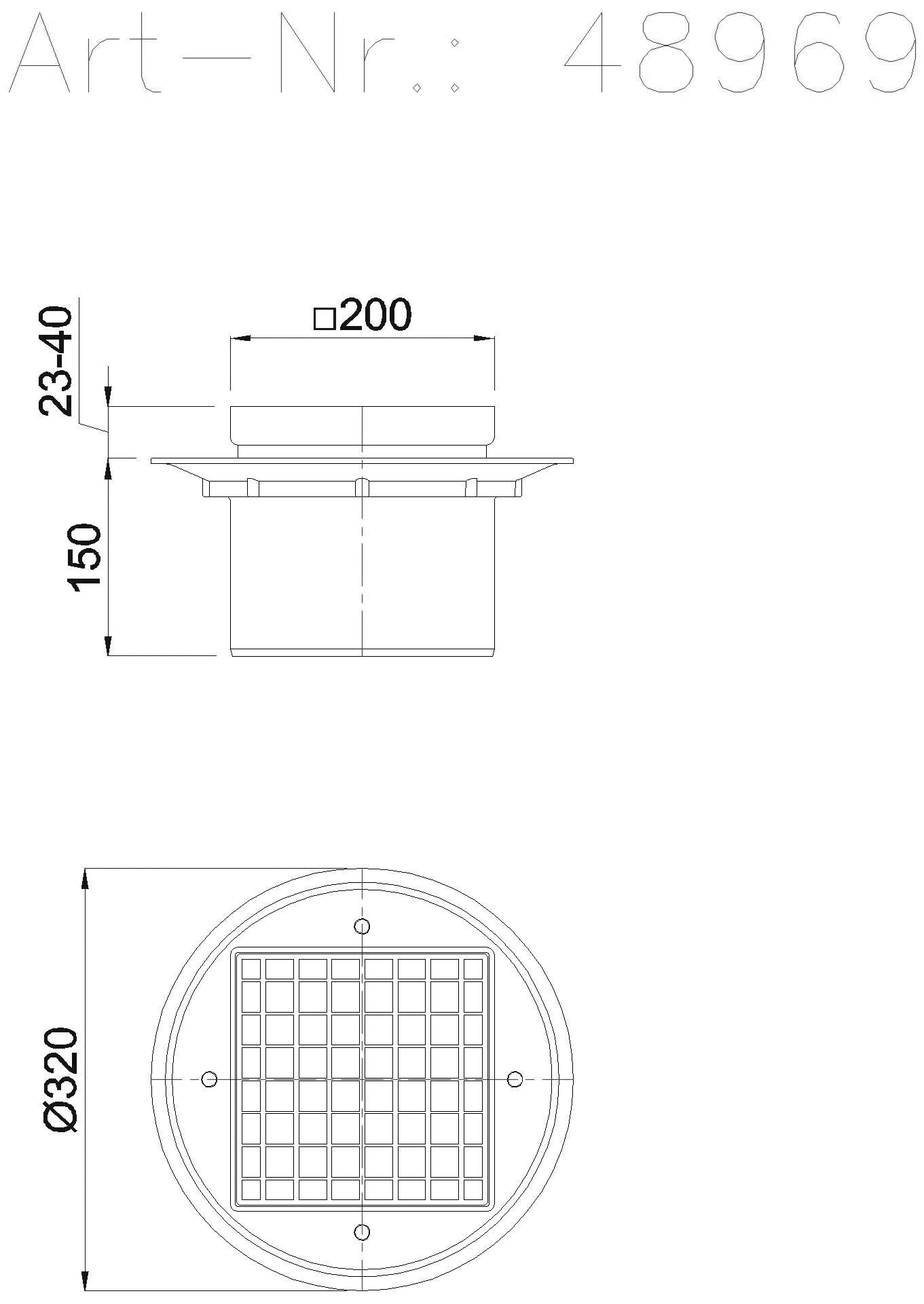 KESSEL-Aufsatzstück Variofix System 200, Gitterrost, V2A, L 15