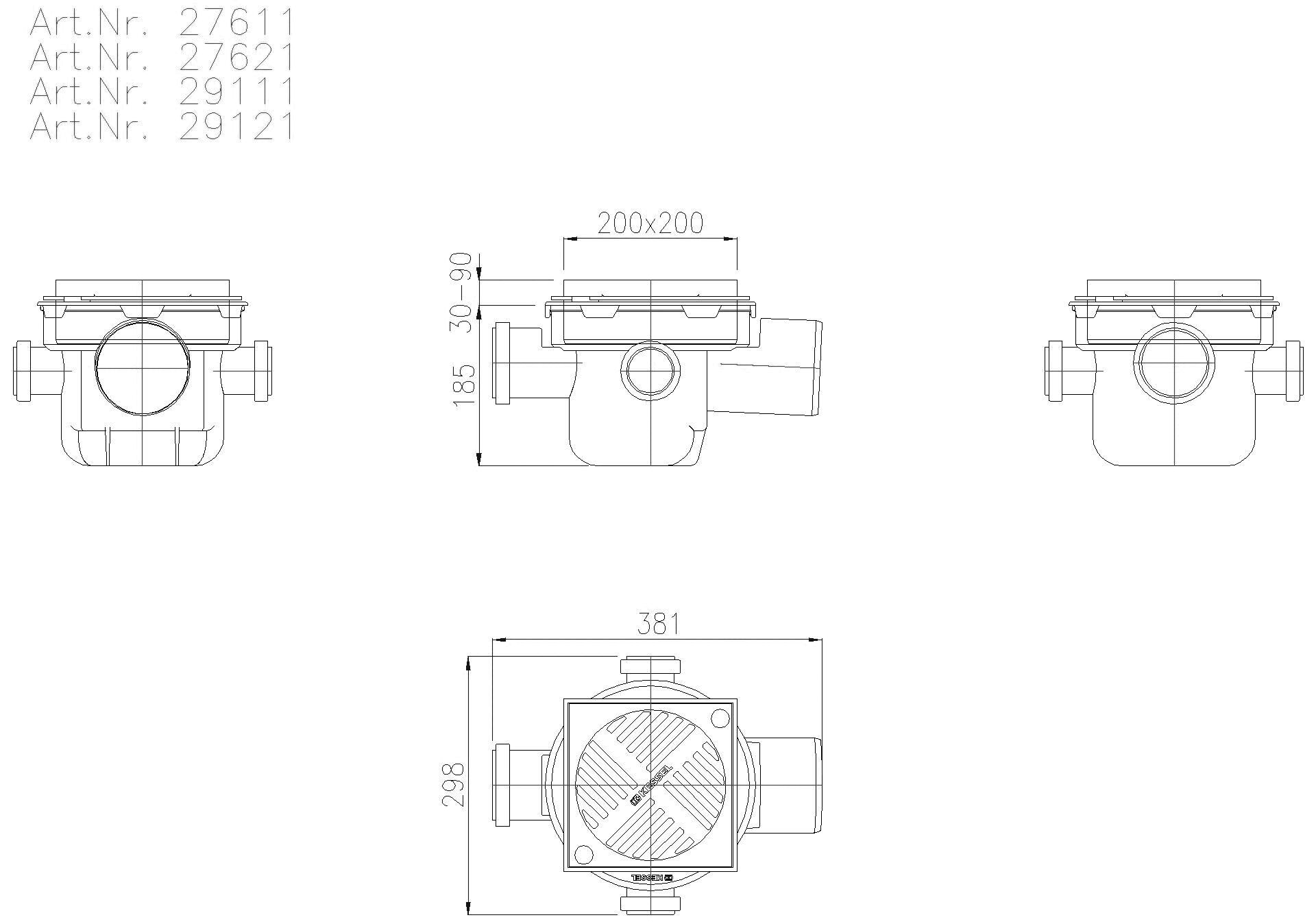 KESSEL-Kellerablauf Der Universale DN100,Rost 200x200 Edst.