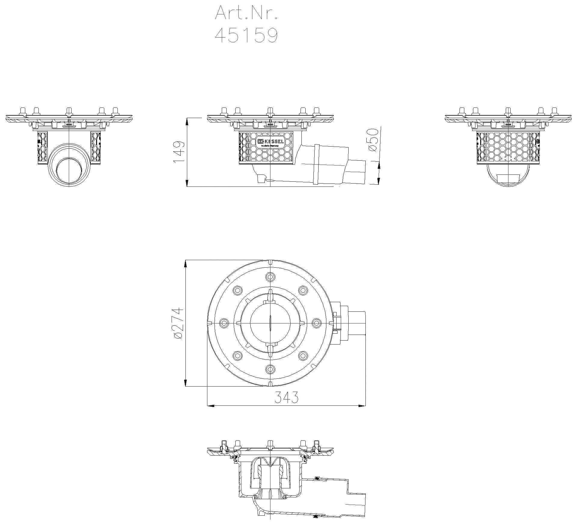 KESSEL-Grundkörper Practicus DN50 seitl.,Pressfl.