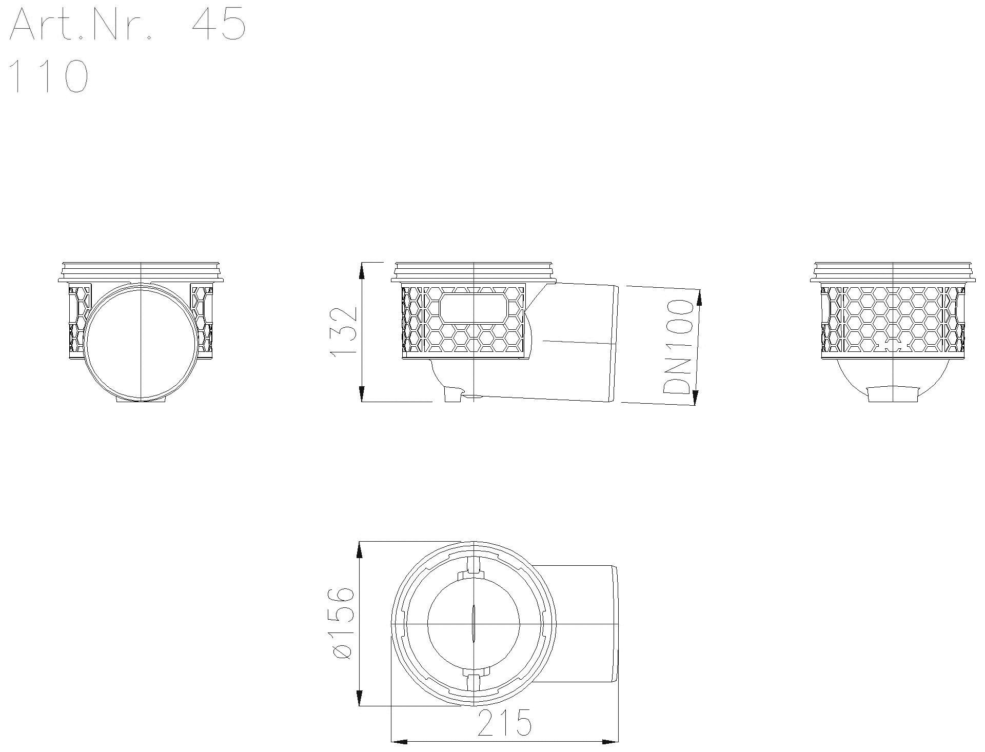 KESSEL-Grundkörper Practicus DN100 seitl. m. GV.