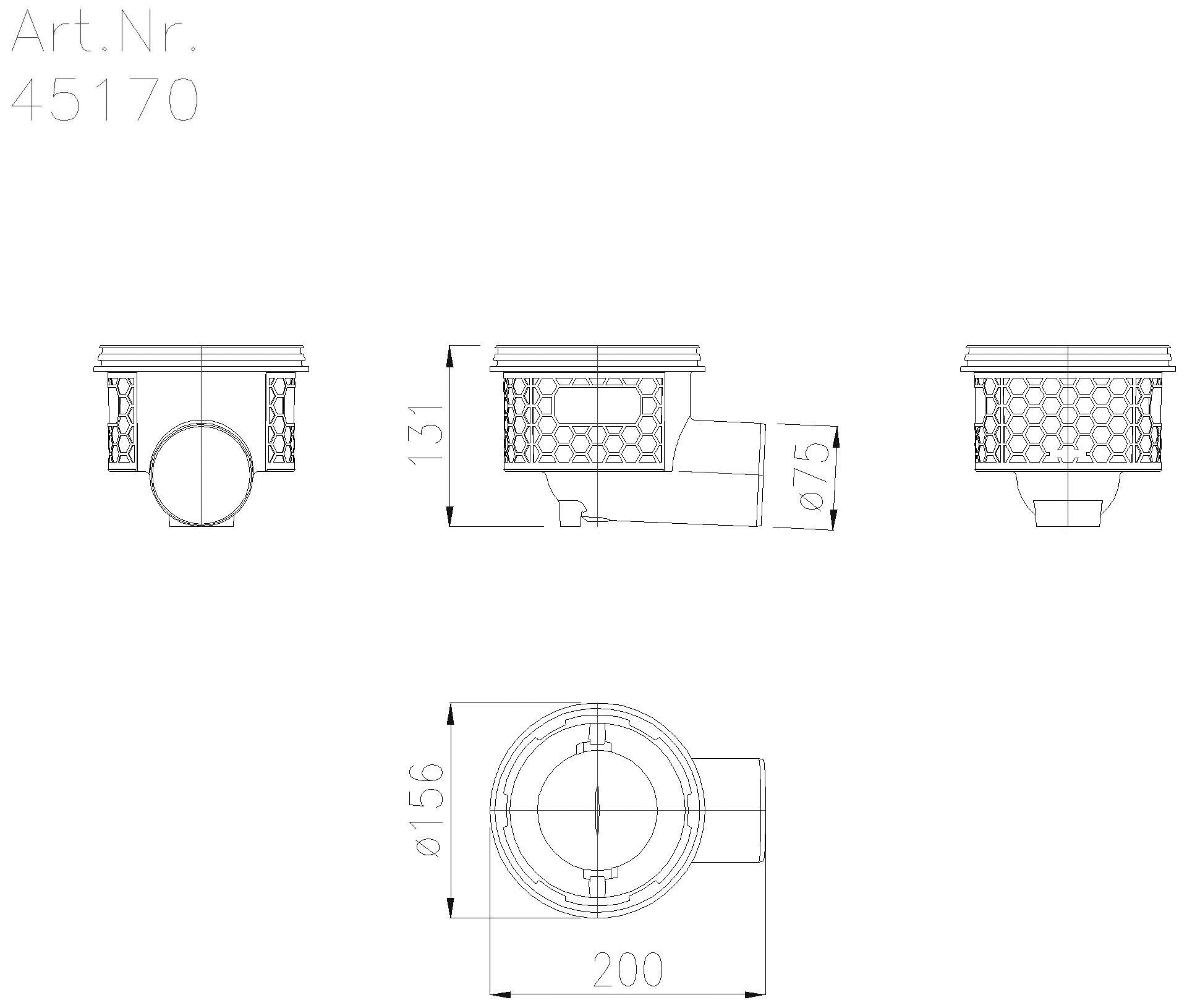 KESSEL-Grundkörper Practicus DN70 seitl. m. GV.