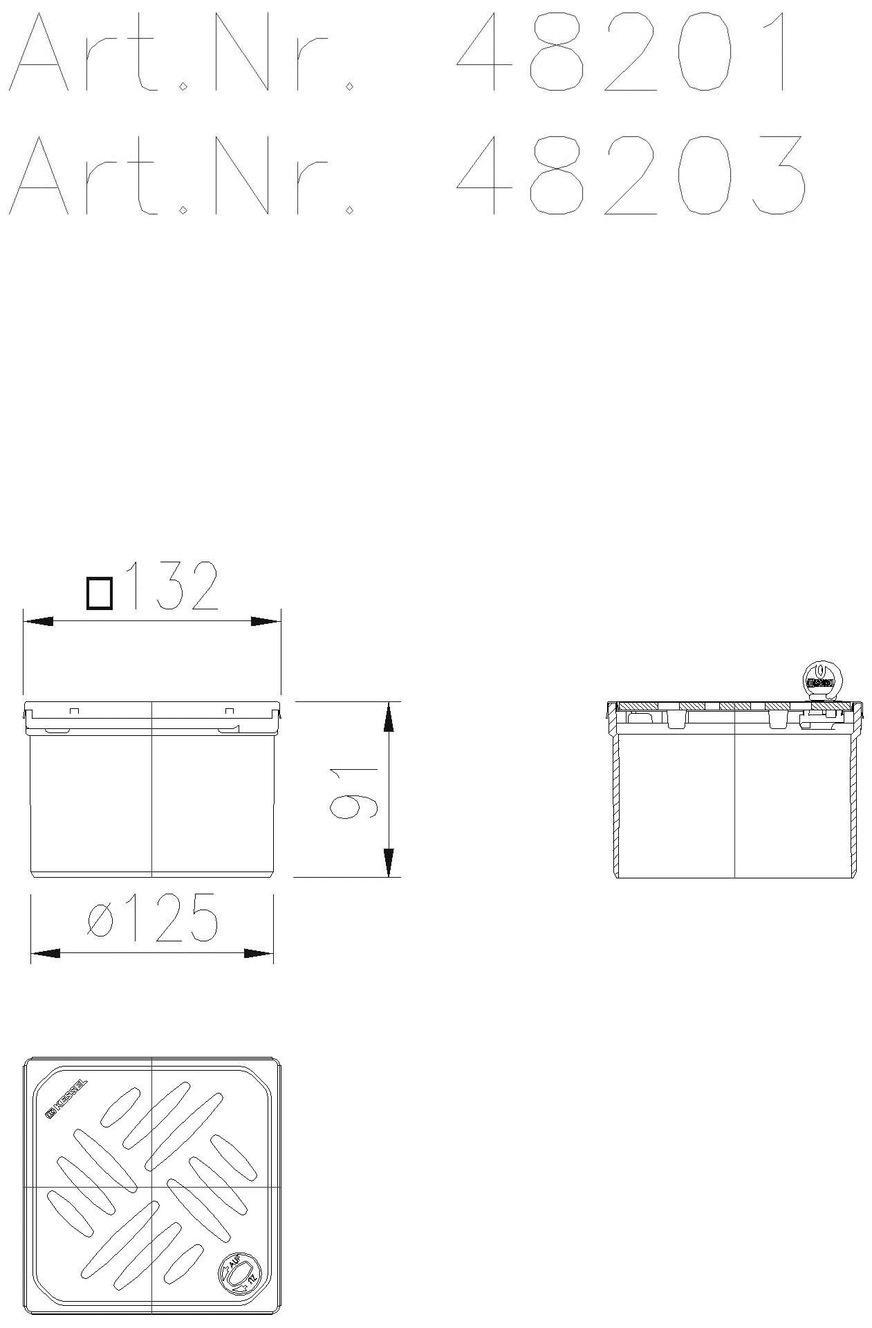 KESSEL-Aufsatzstück Designrost Kessel, 120x120,Lock&Lift