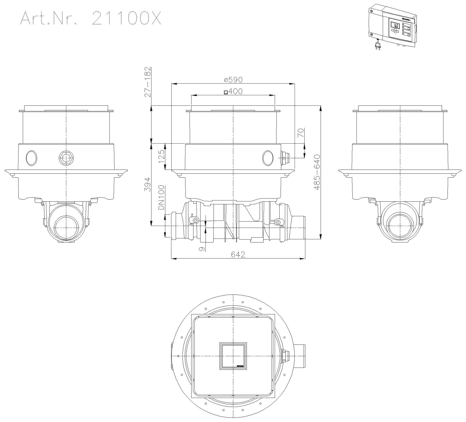 KESSEL-Rückstauhebeanlage Ecolift DN 100, Bodenplatte, befliesbar