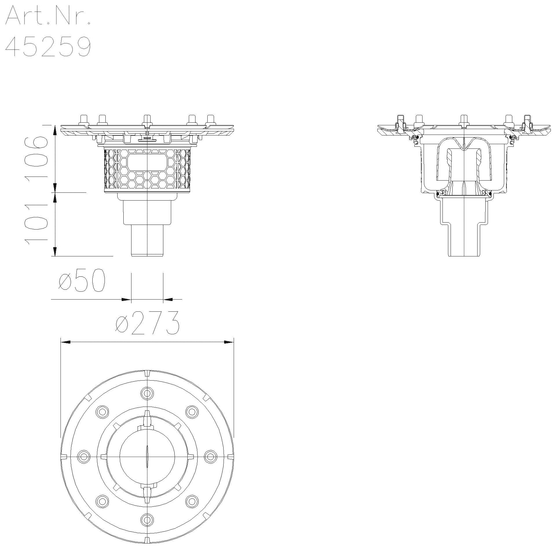 KESSEL-Grundkörper Practicus DN50 senkr. m. Pressfl.