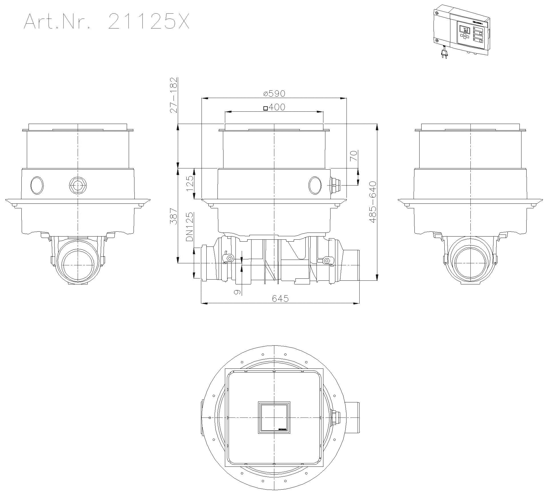 KESSEL-Rückstauhebeanlage Ecolift DN 125, Bodenplatte, befliesbar