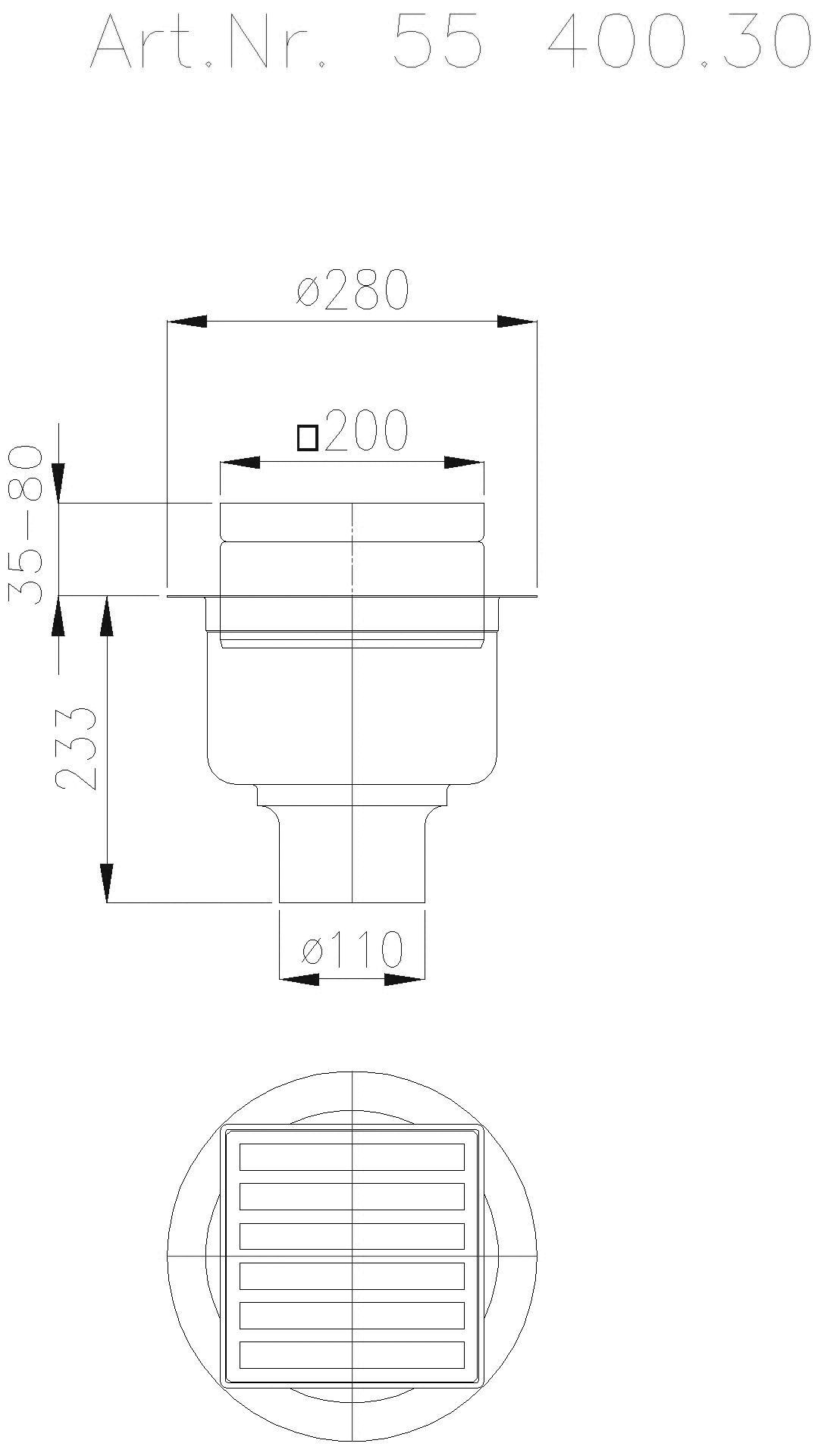 KESSEL-Ablauf Ferrofix DN100,senkr., Stegrost