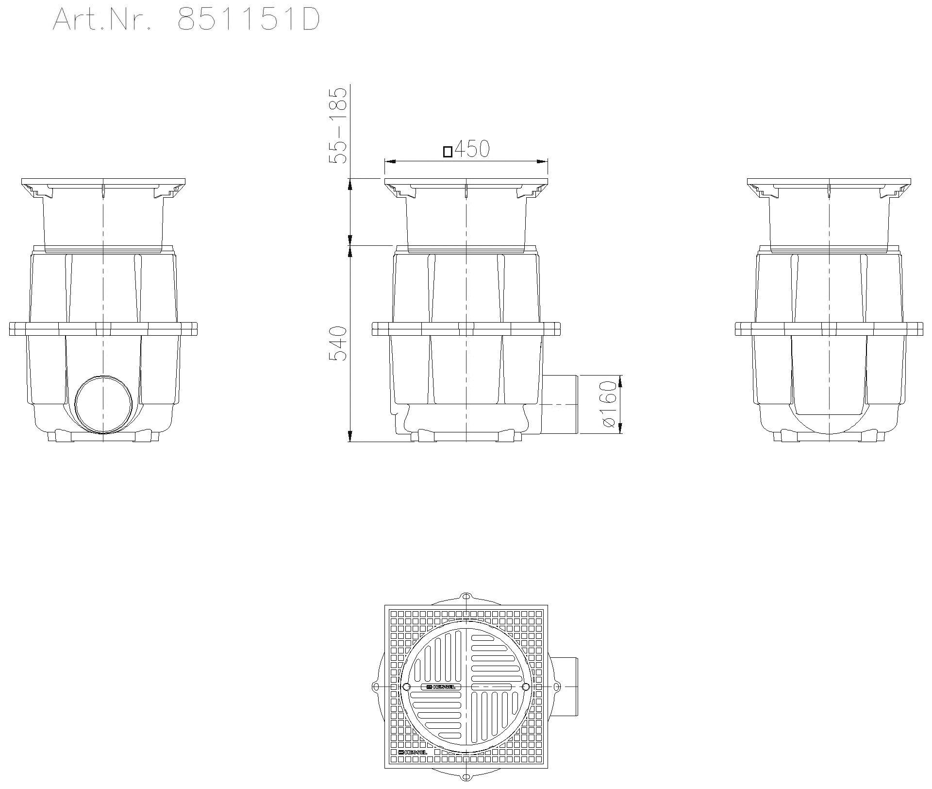 KESSEL Entwässerungstechnik - KESSEL-Hofablauf System 400, DN 150, D, 580-710 mm