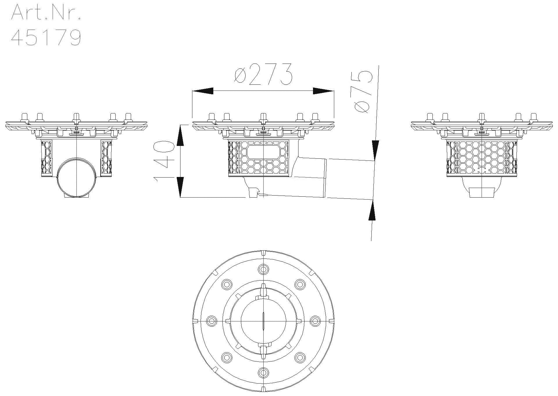 KESSEL-Grundkörper Practicus DN70 seitl.,PP,Pressfl.