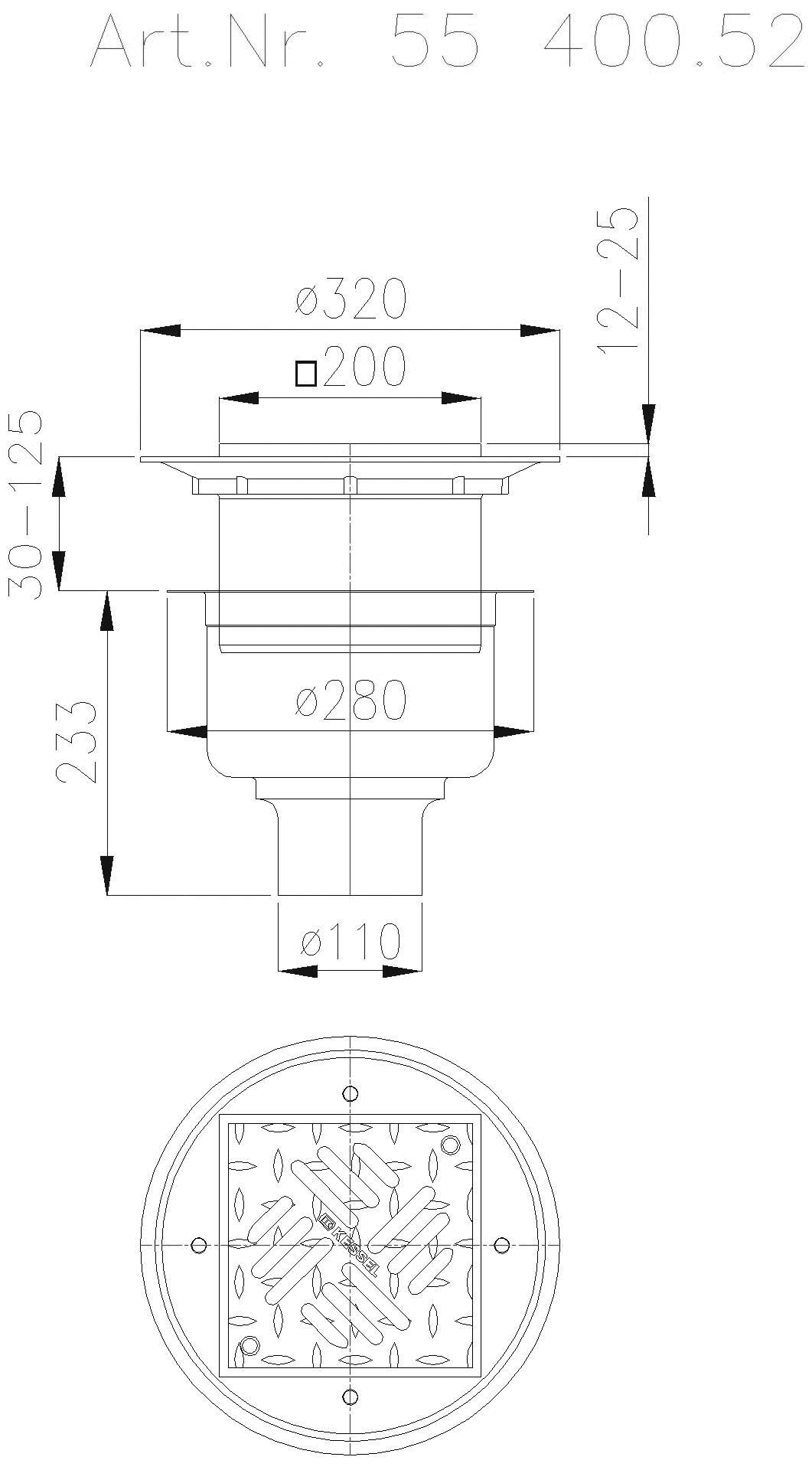 KESSEL Entwässerungstechnik - KESSEL-Ablauf Ferrofix DN100, Edst., Dünnbettaufsatz