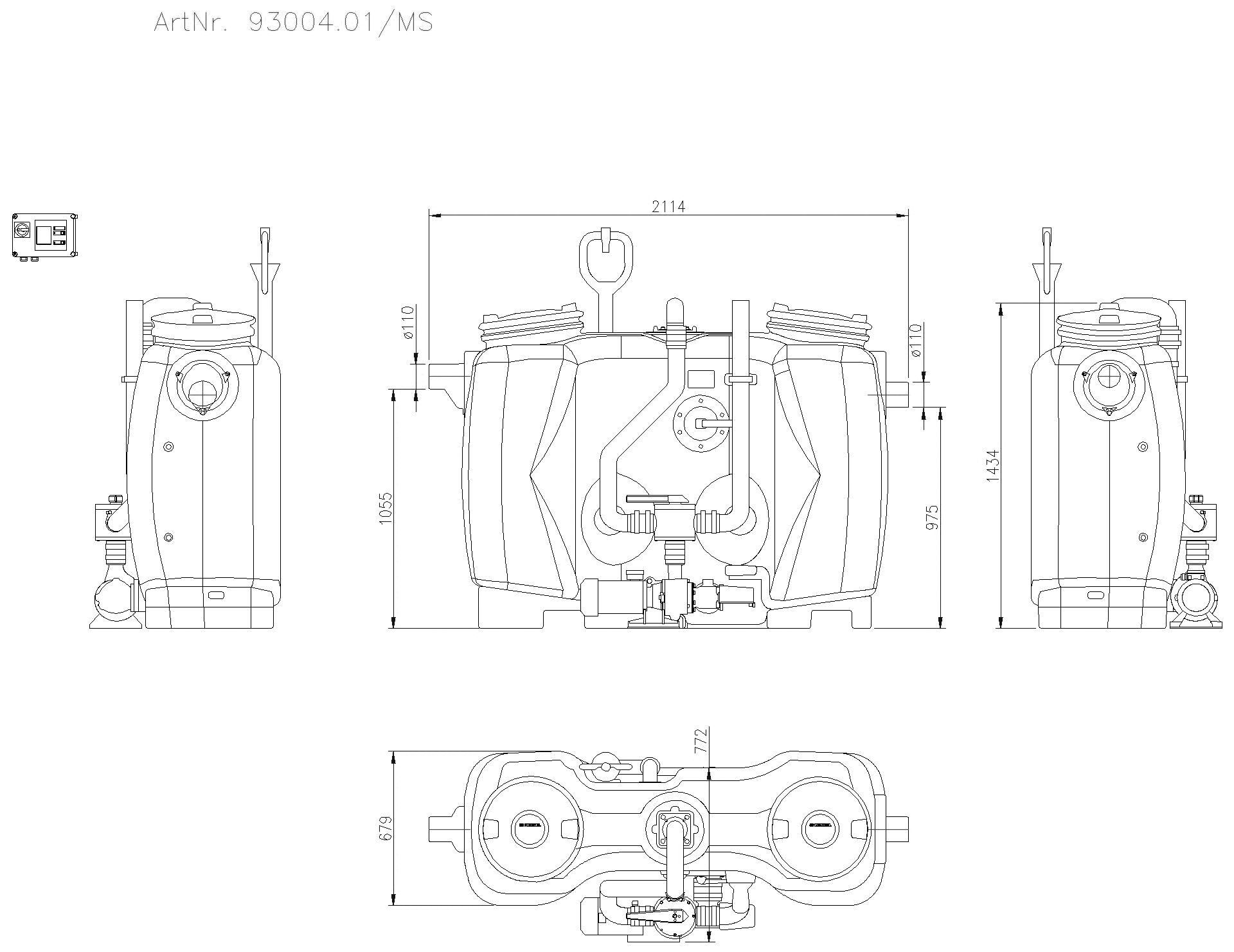 KESSEL Entwässerungstechnik - KESSEL-Fettabscheider EasyClean free NS 4, Mix & Pump, SonicControl