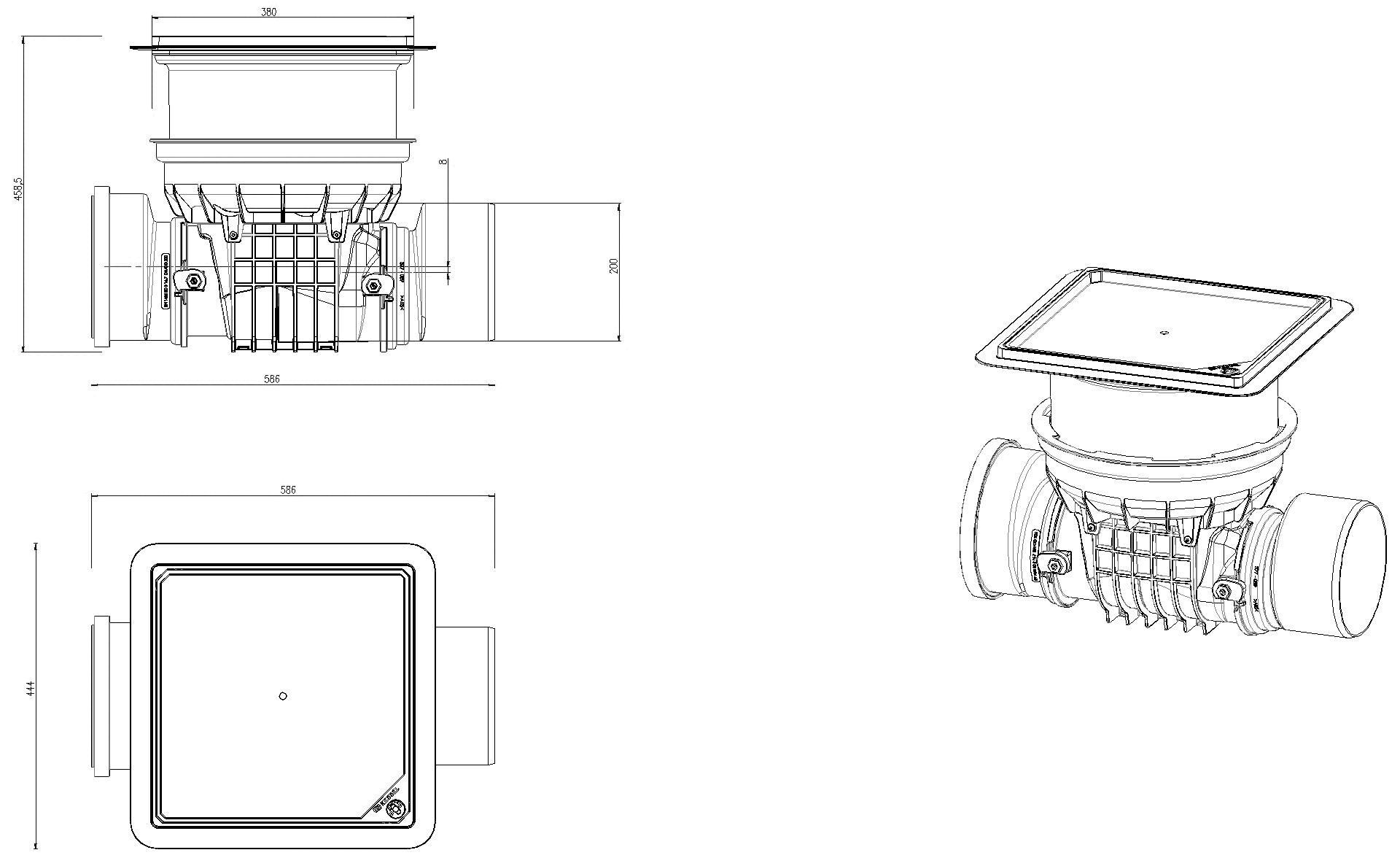 KESSEL Entwässerungstechnik - KESSEL-Rückstaudoppelverschluss Staufix Control, DN200, befl., Bodenpl., RSK