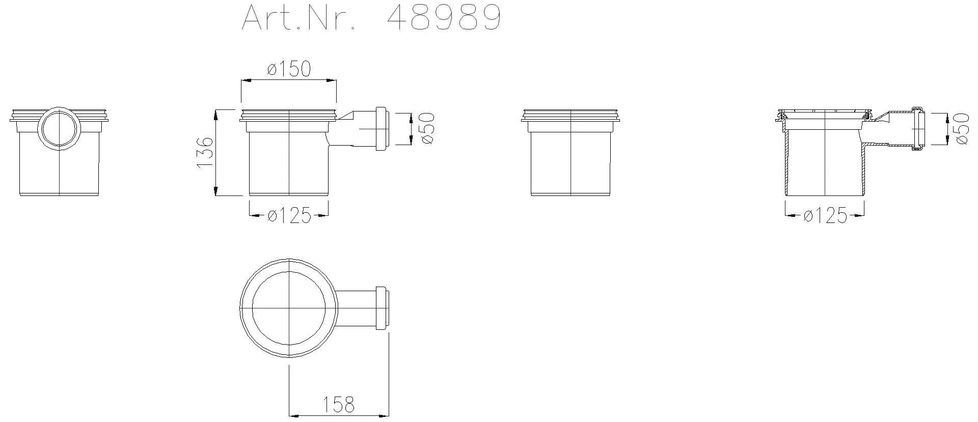 KESSEL-Zwischenstück mit seitl. Zulauf DN50,f. System 125
