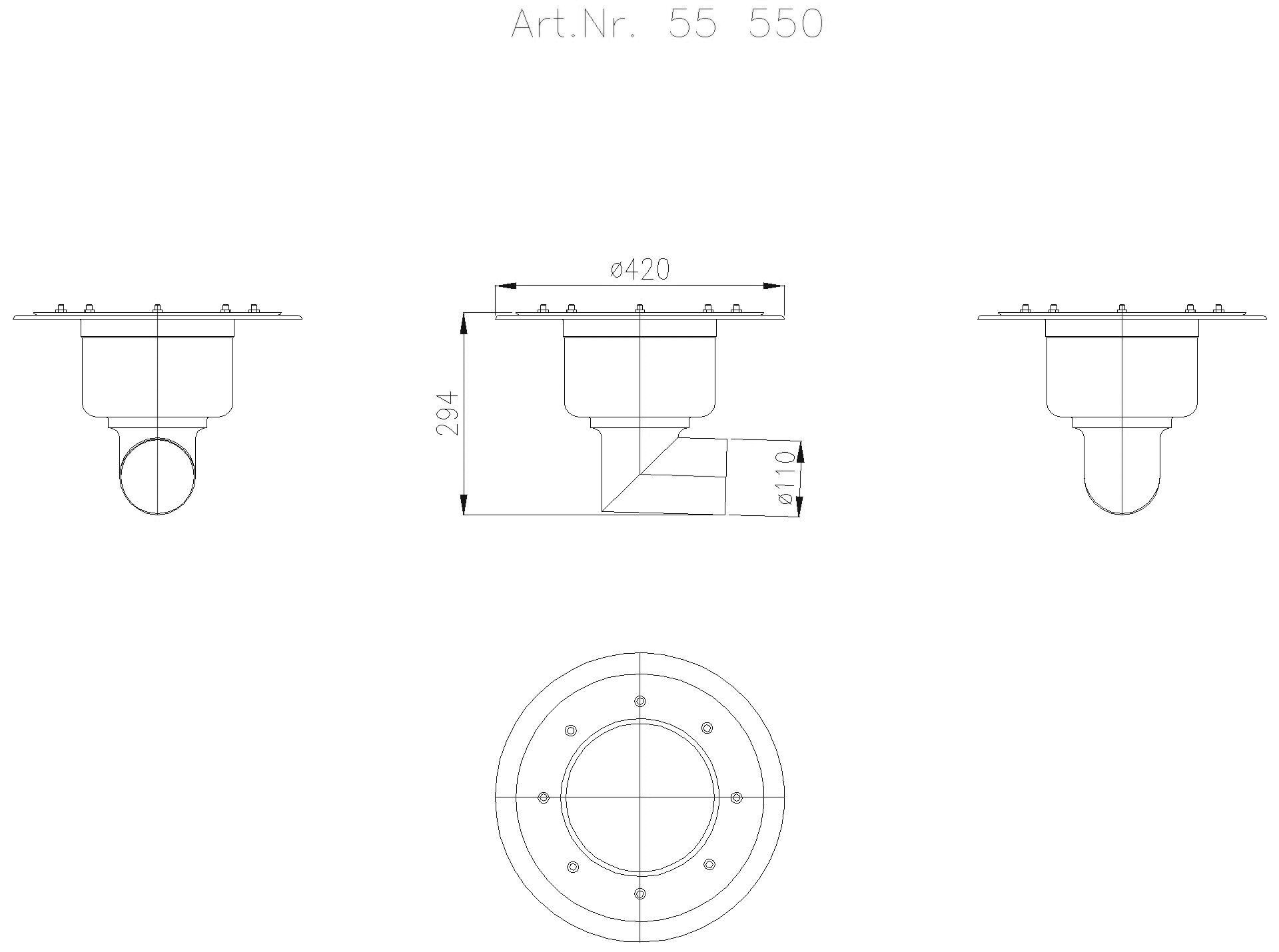 KESSEL-Grundkörper Ferrofix Pressfl. DN100, seitl.