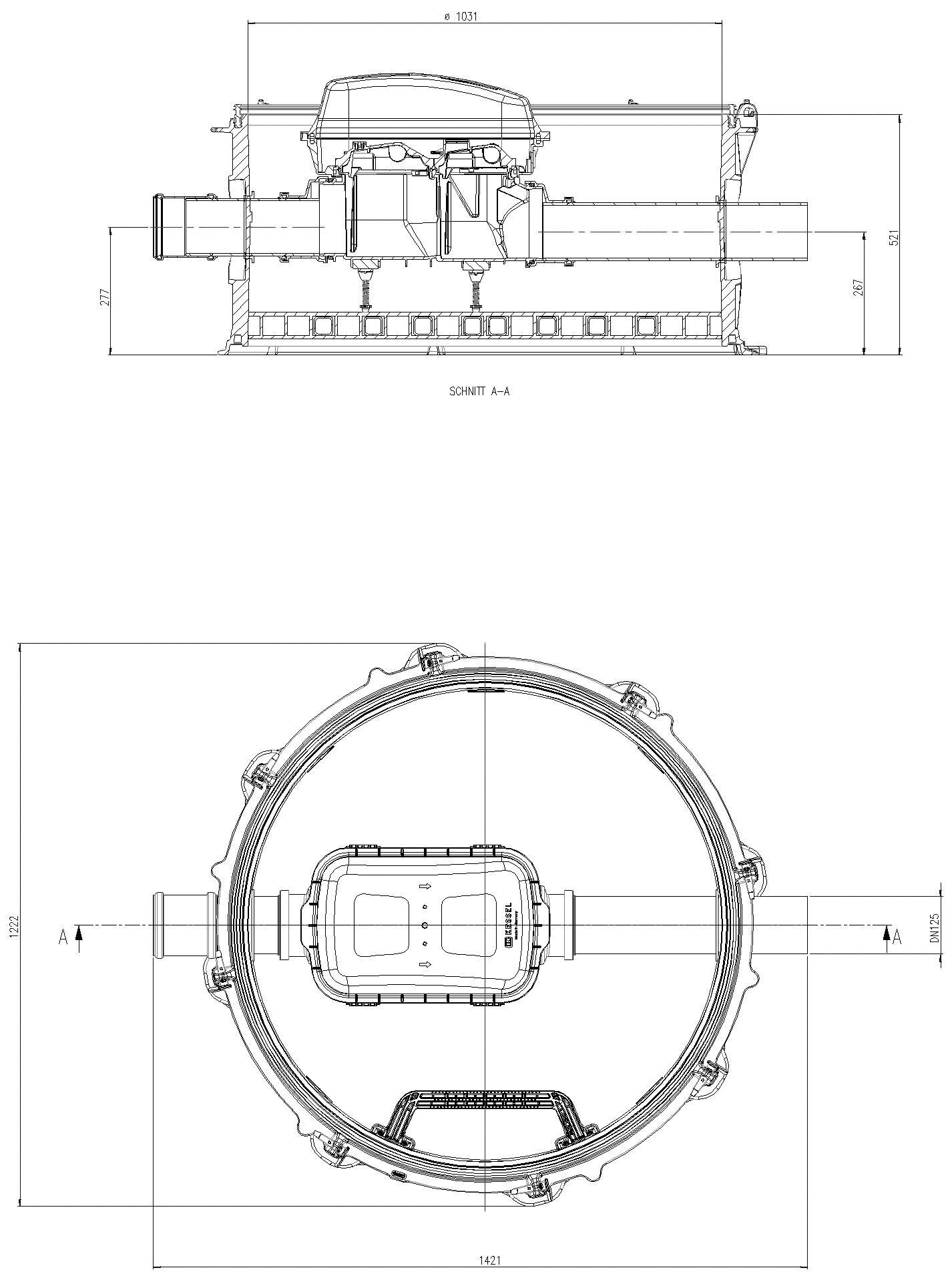 KESSEL Entwässerungstechnik - KESSEL-Rückstau-Technikmodul Controlfix DN 125, geschl. Durchgangsgerinne