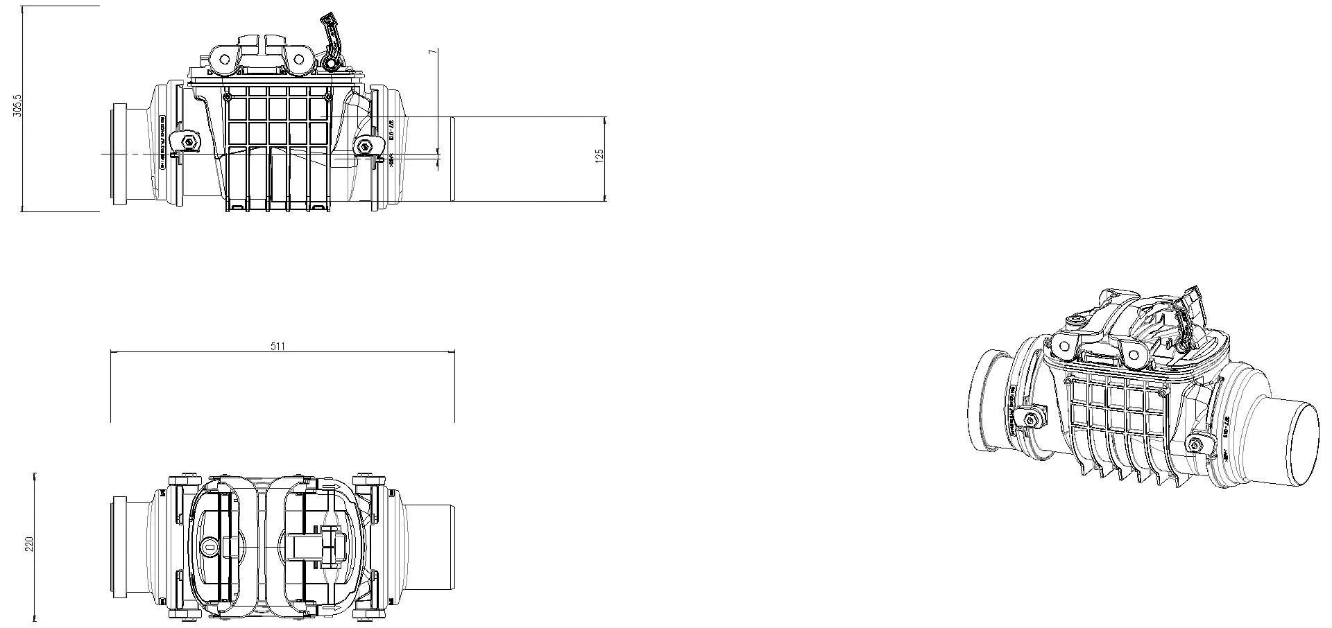 KESSEL-Rückstaudoppelverschluss Staufix DN125, freiliegend, Rattenschutz