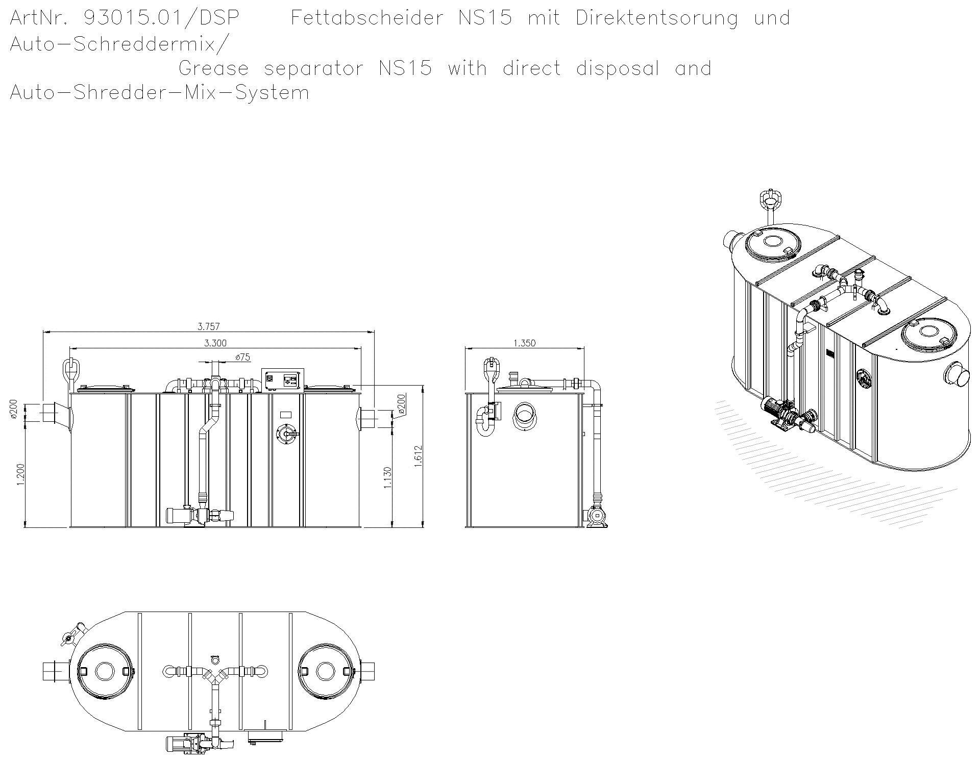 KESSEL-Fettabscheider EasyClean free NS 15, Auto Mix